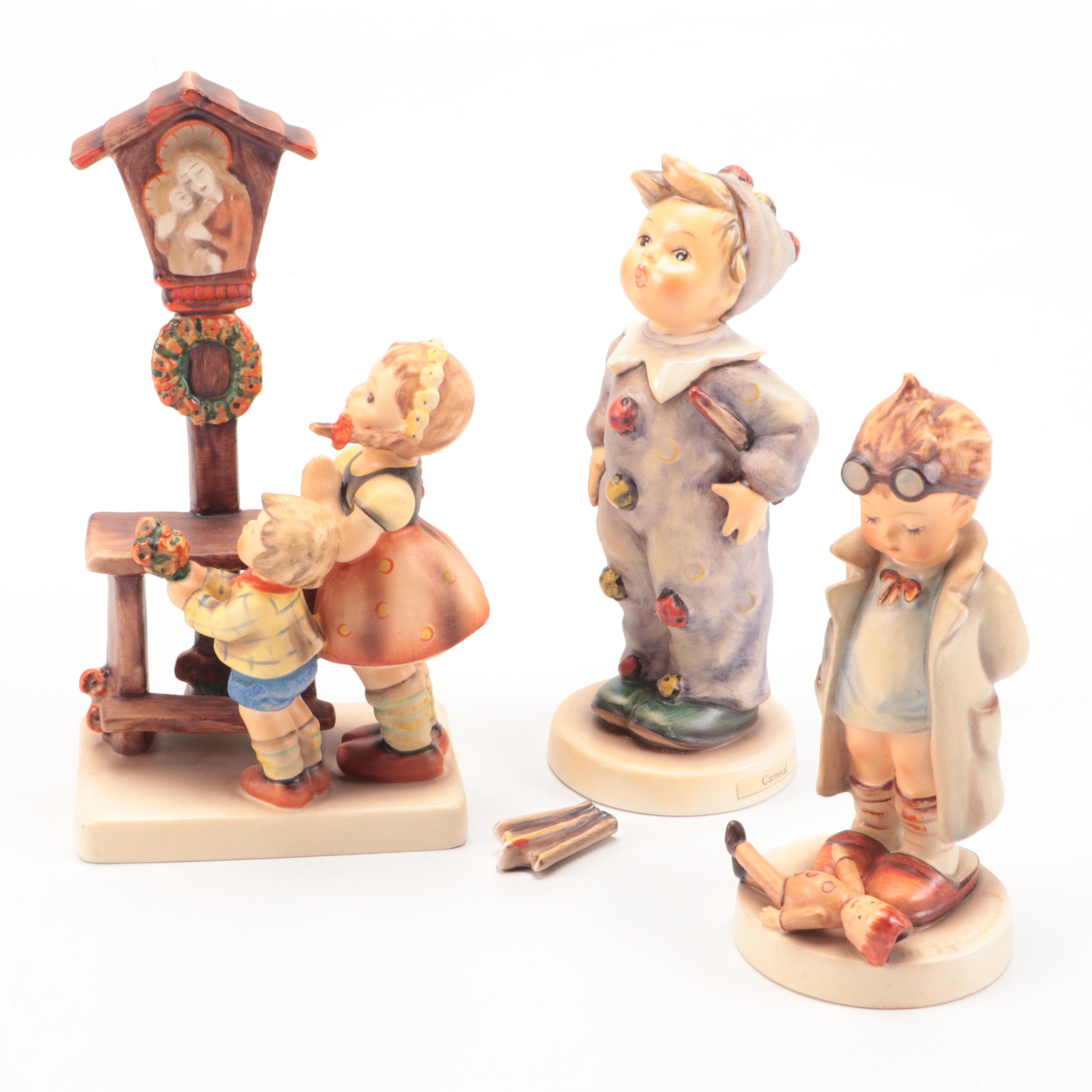 Vintage Goebel "Carnival," "Doctor," and "Adoration" Porcelain Figurines