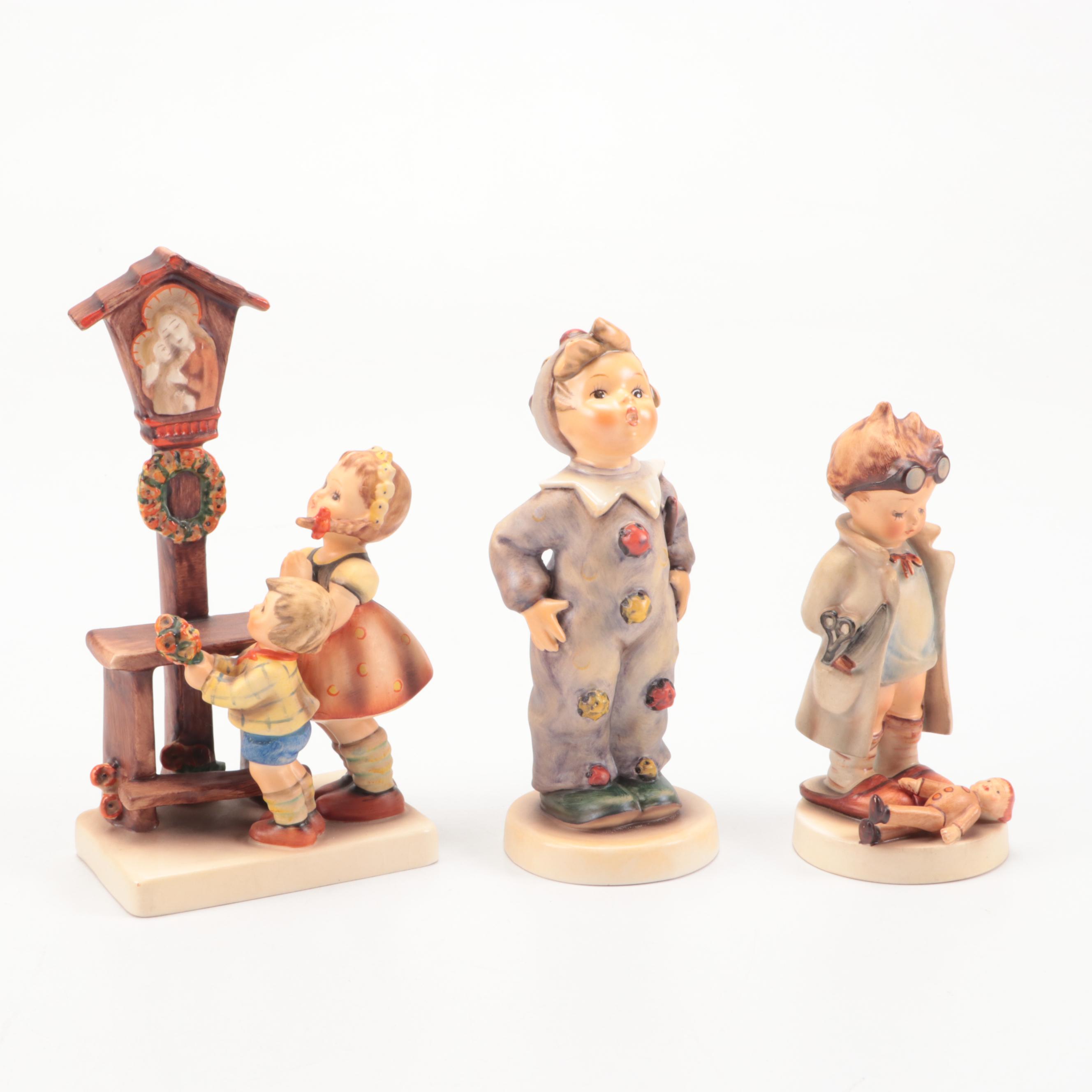 Vintage Goebel "Carnival," "Doctor," and "Adoration" Porcelain Figurines