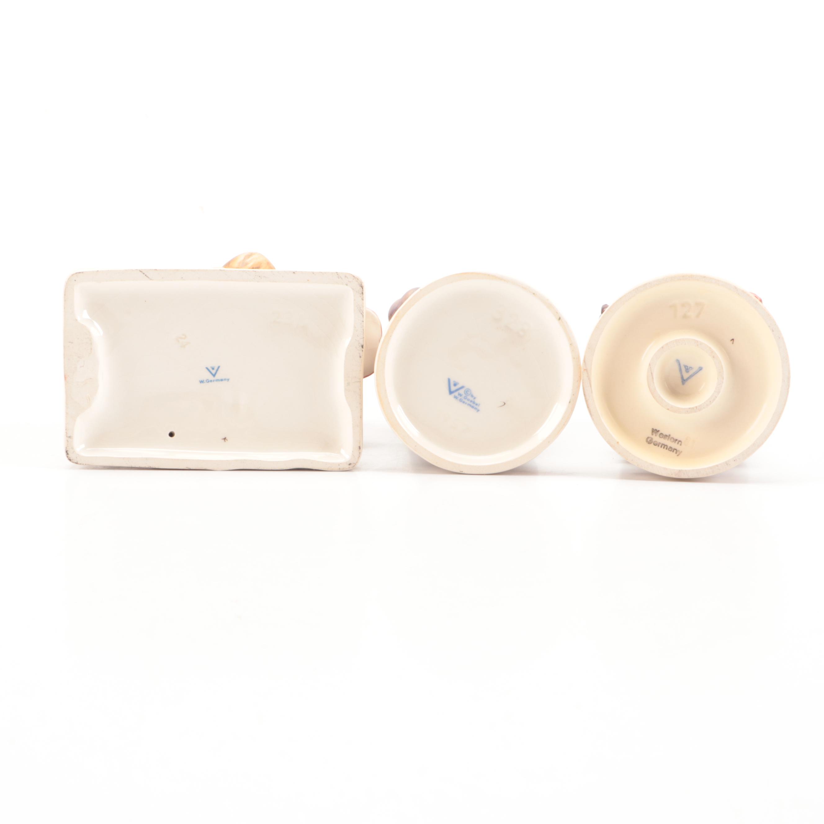 Vintage Goebel "Carnival," "Doctor," and "Adoration" Porcelain Figurines