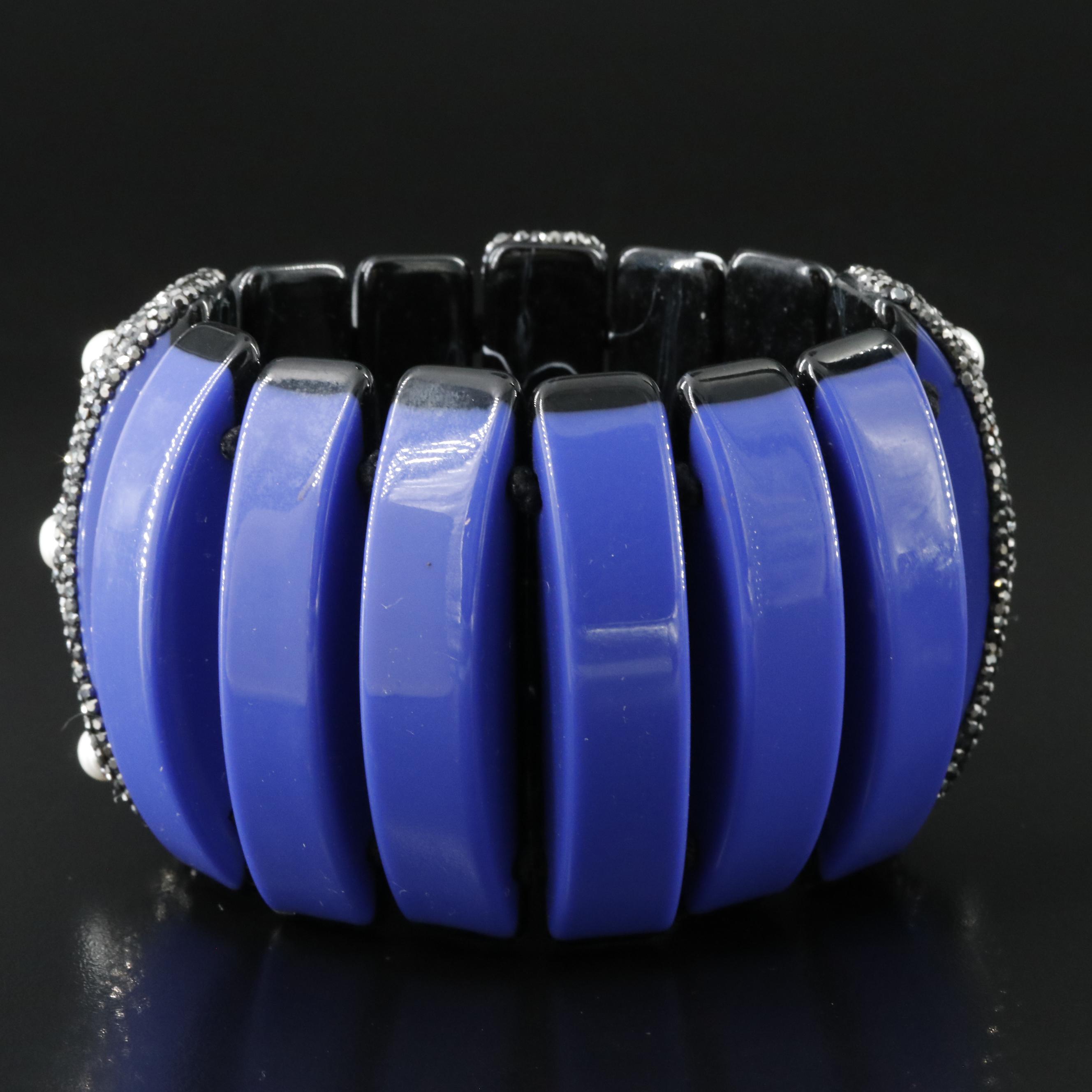 Panel Bracelet with Faux Pearl Accents