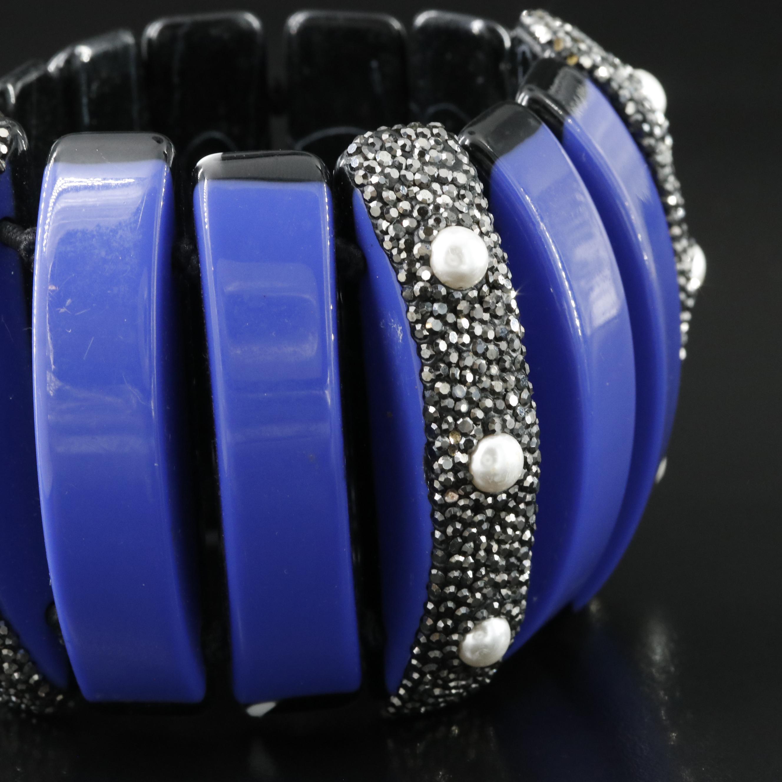 Panel Bracelet with Faux Pearl Accents