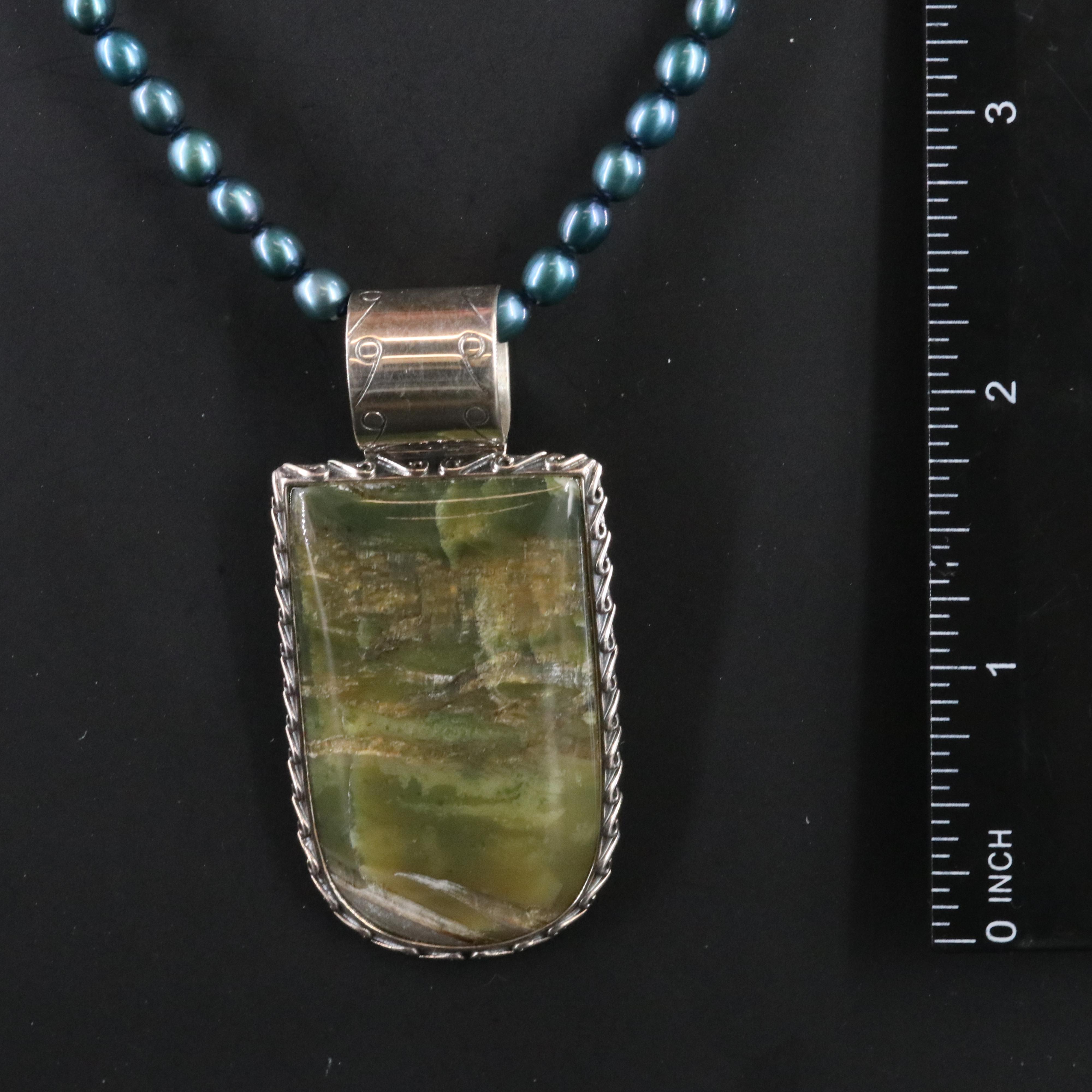 Bixby Sterling Pearl Chain with Desert Rose Trading Serpentine Pendant