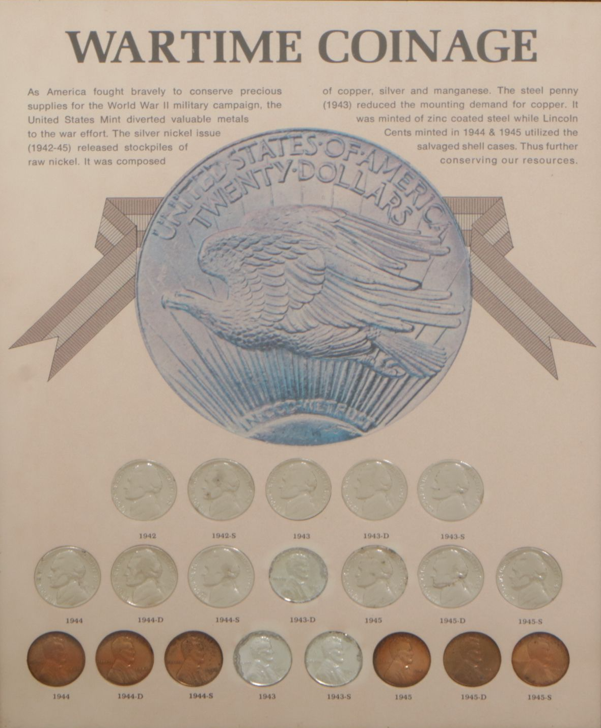 Lincoln Memorial Pennies & Other Framed U.S. Coin Collections