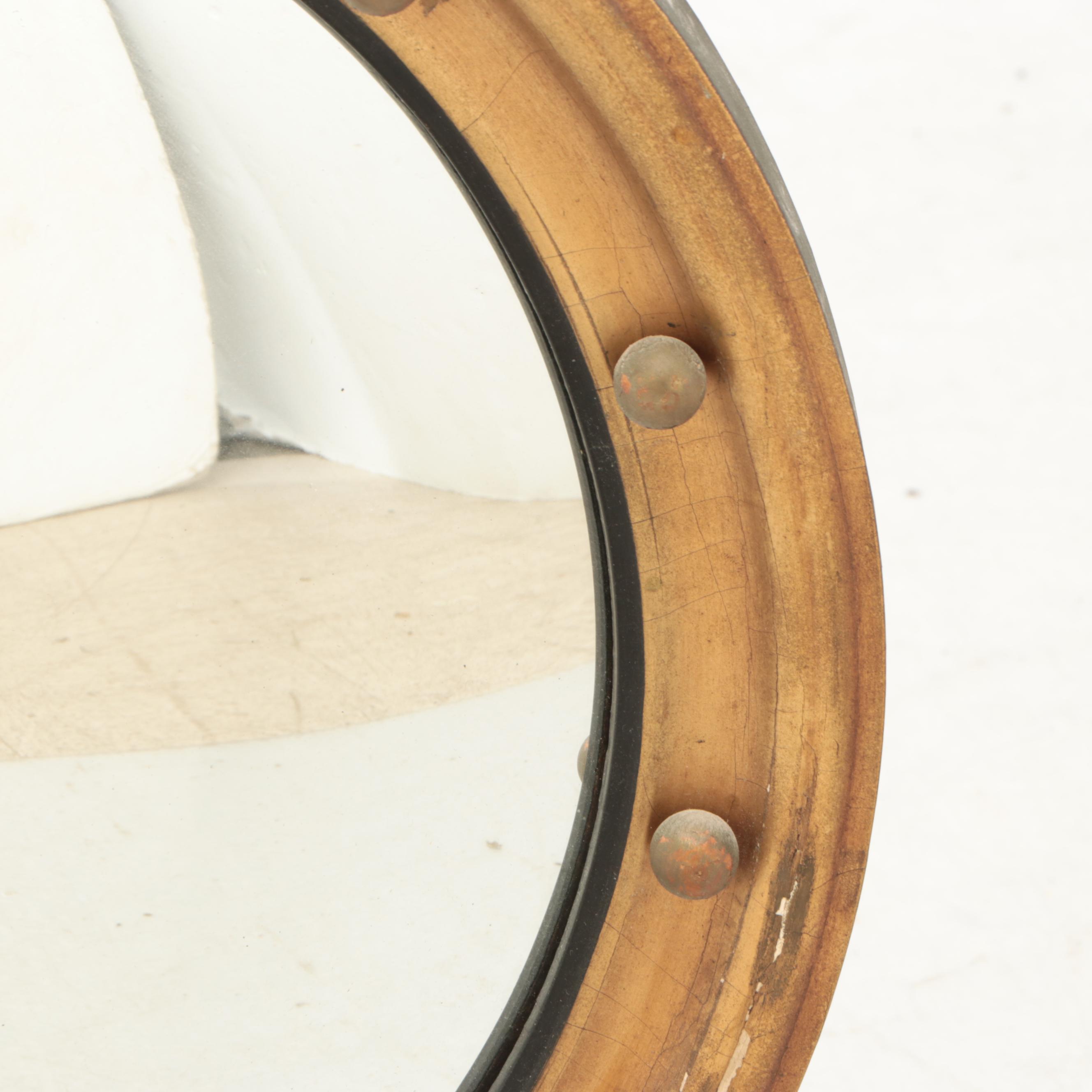Federal Style Gold Finish Circular Wood Wall Mirror