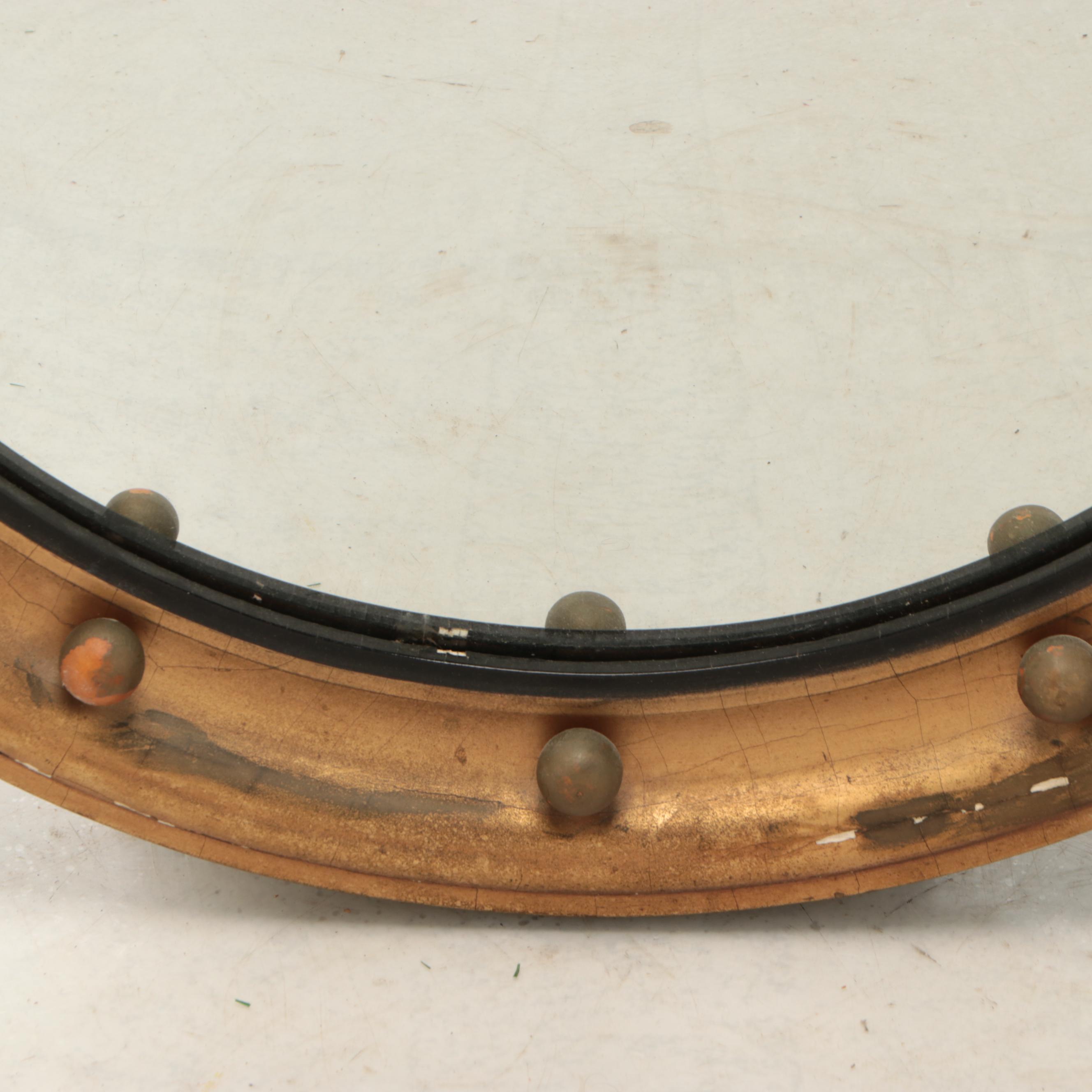 Federal Style Gold Finish Circular Wood Wall Mirror