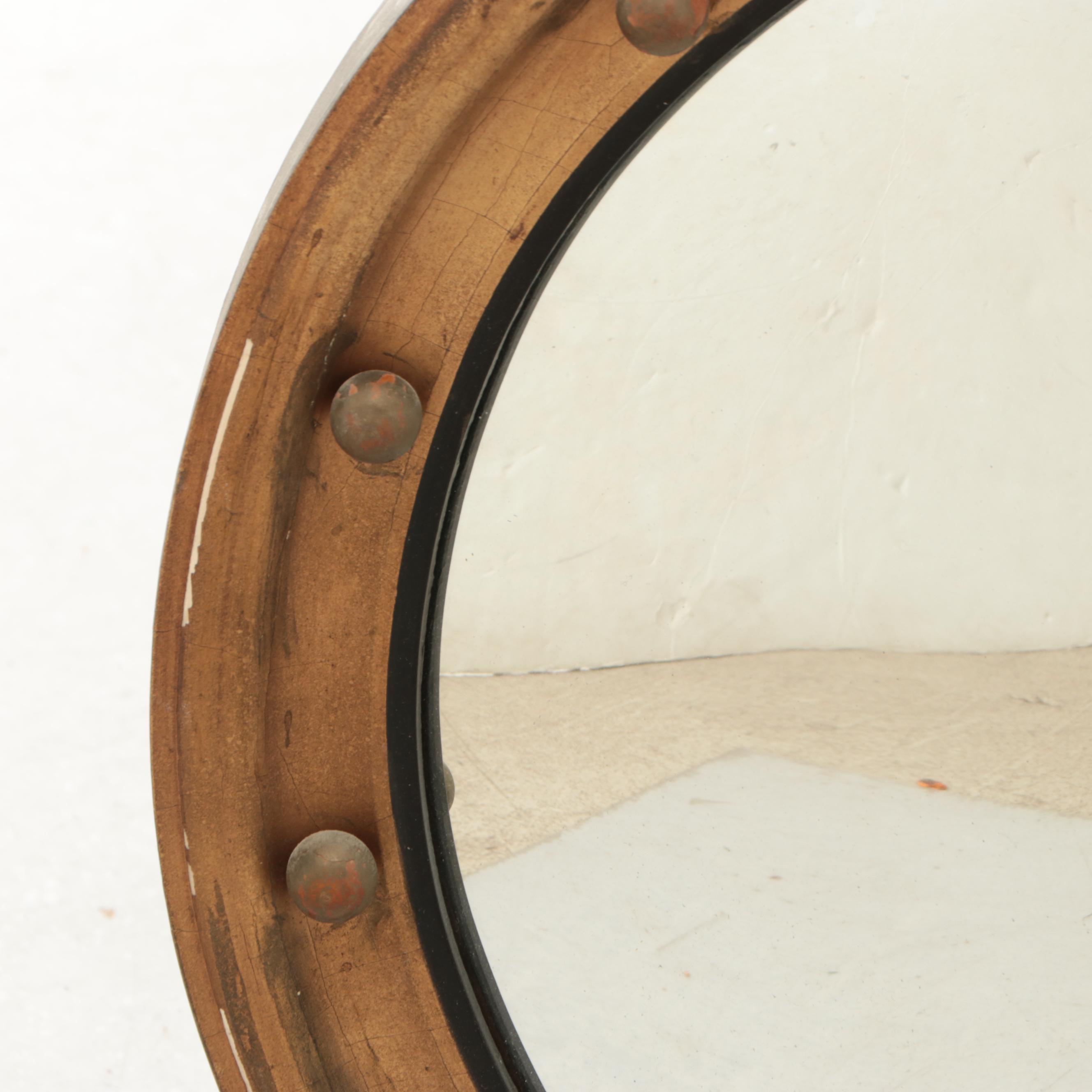 Federal Style Gold Finish Circular Wood Wall Mirror