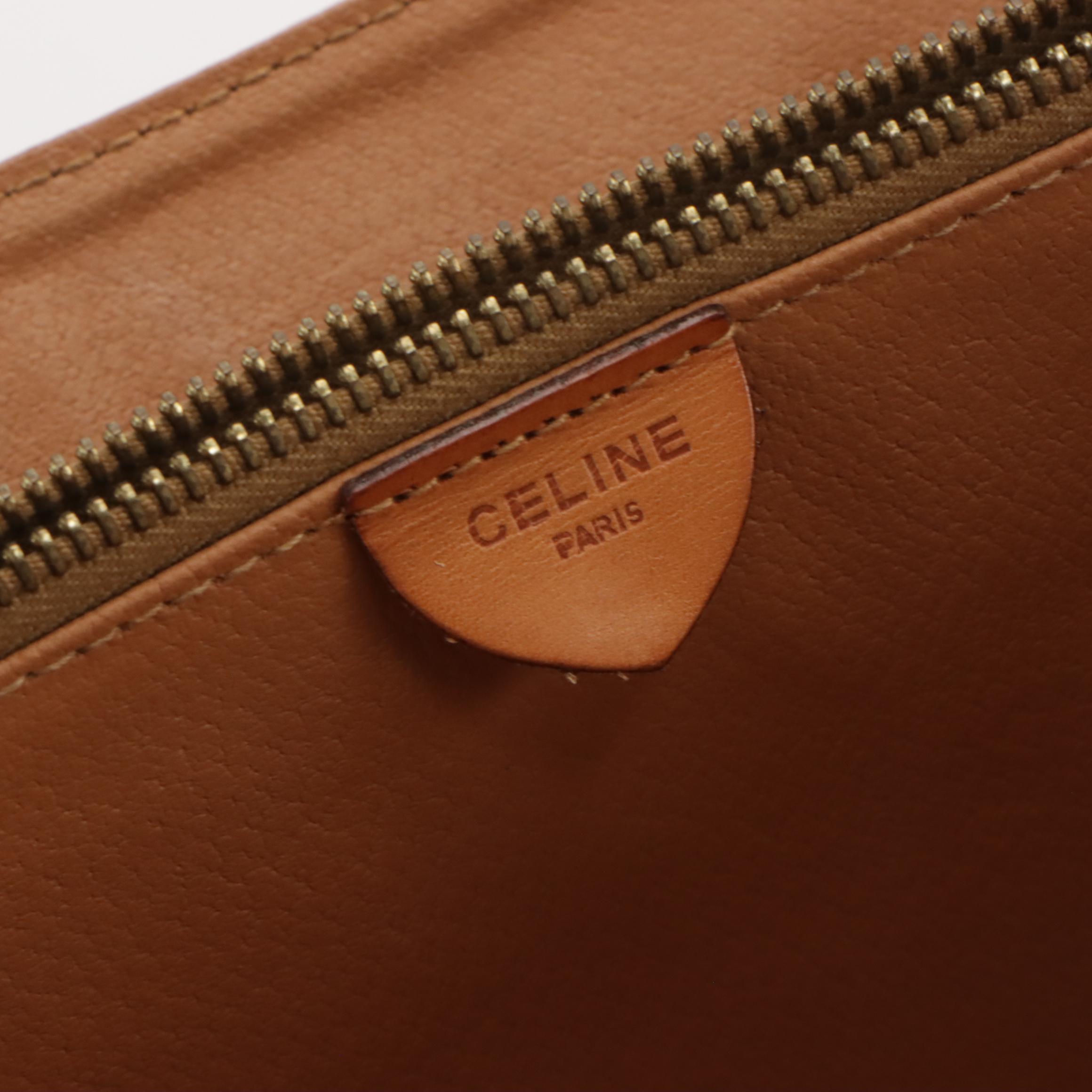 Celine Crossbody Messenger Bag in Beige Macadam Canvas and Leather