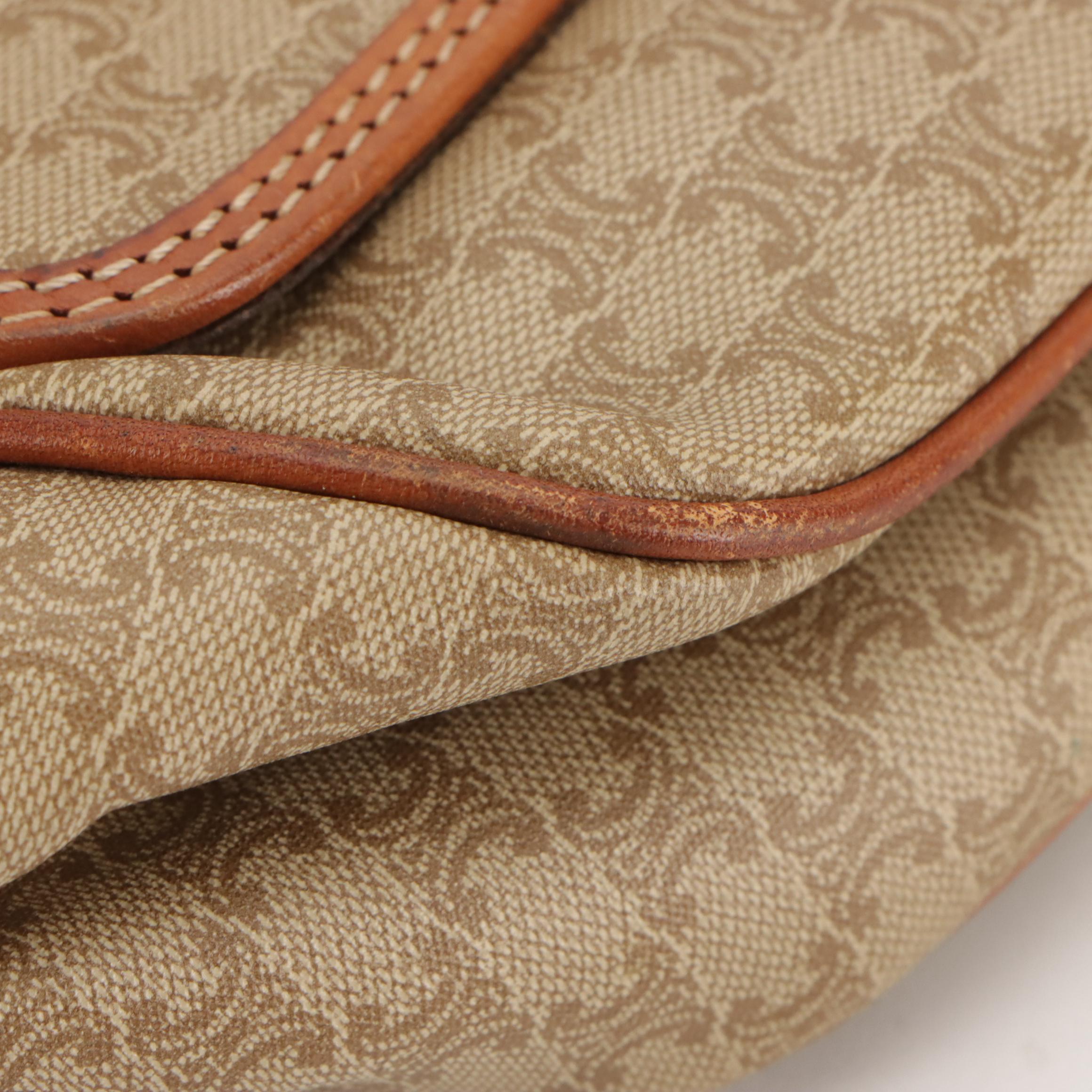 Celine Crossbody Messenger Bag in Beige Macadam Canvas and Leather