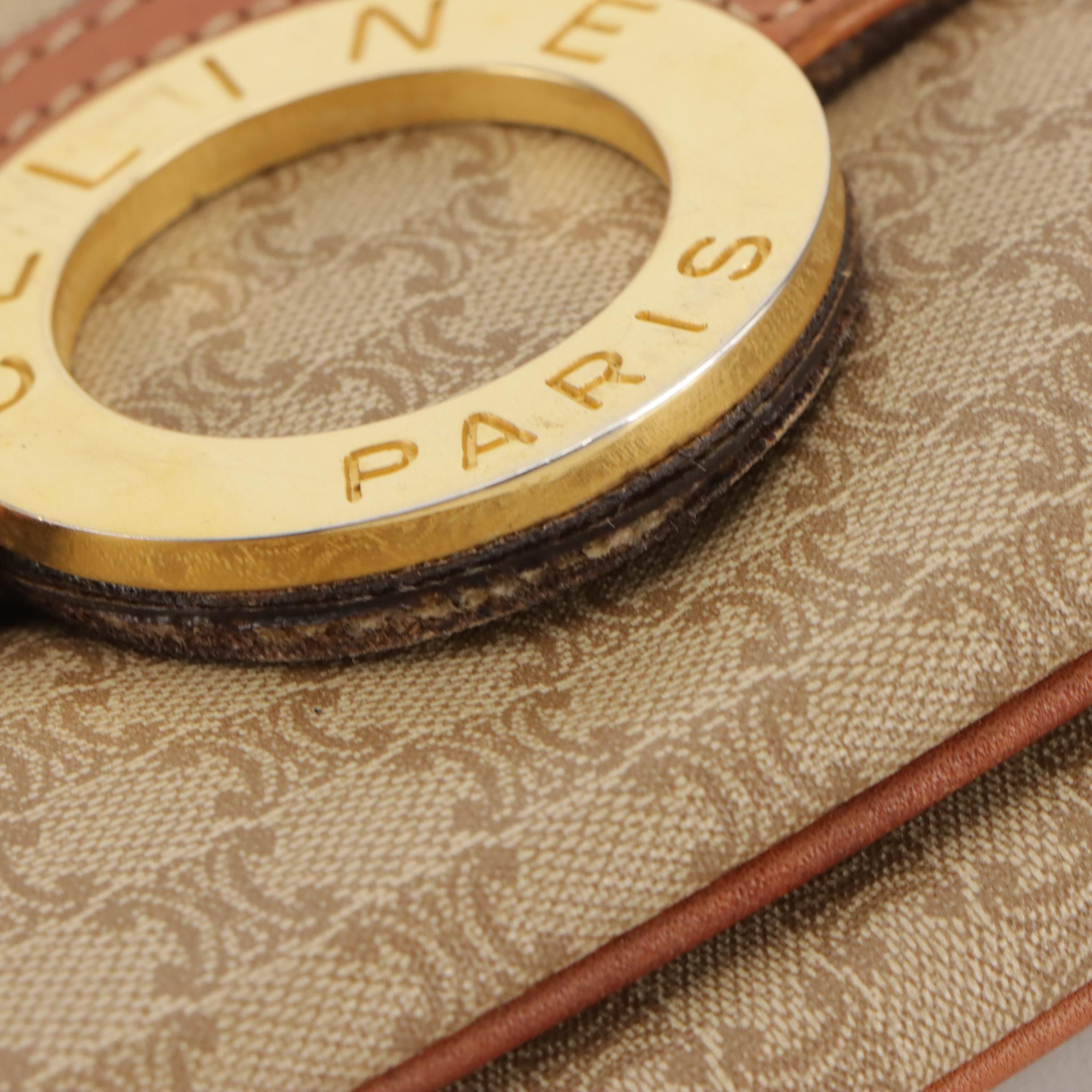 Celine Crossbody Messenger Bag in Beige Macadam Canvas and Leather