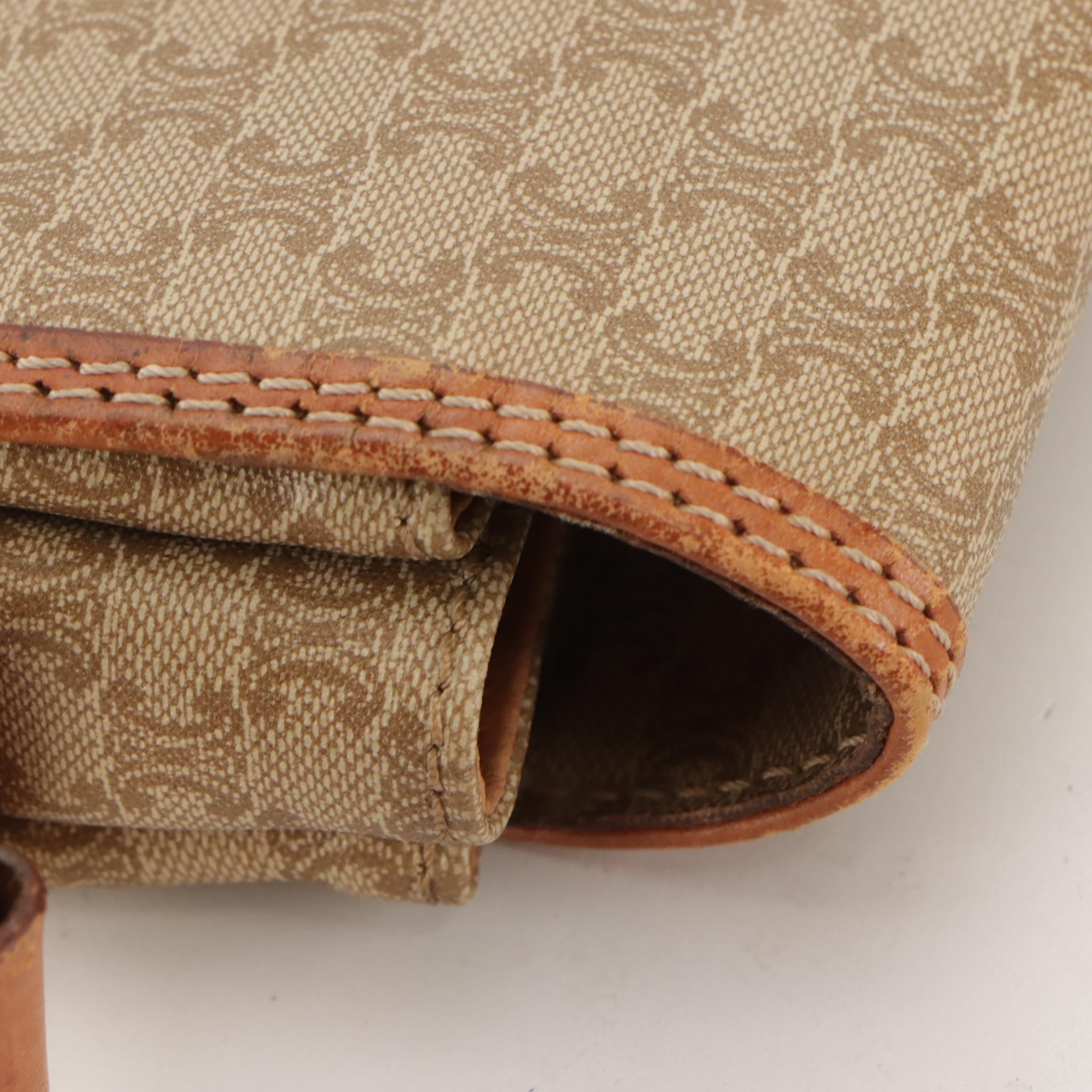 Celine Crossbody Messenger Bag in Beige Macadam Canvas and Leather