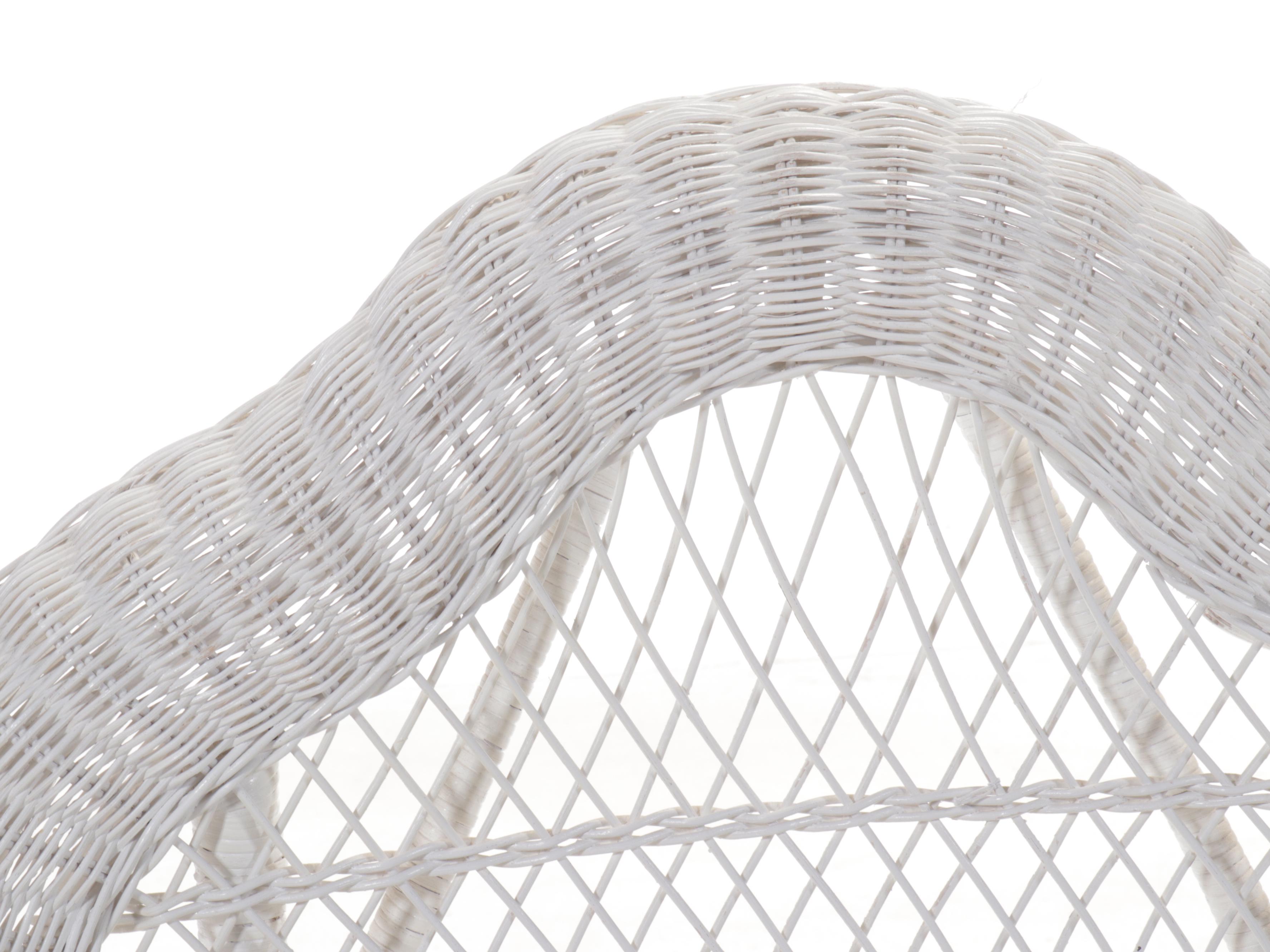 White Painted Wicker Armchair
