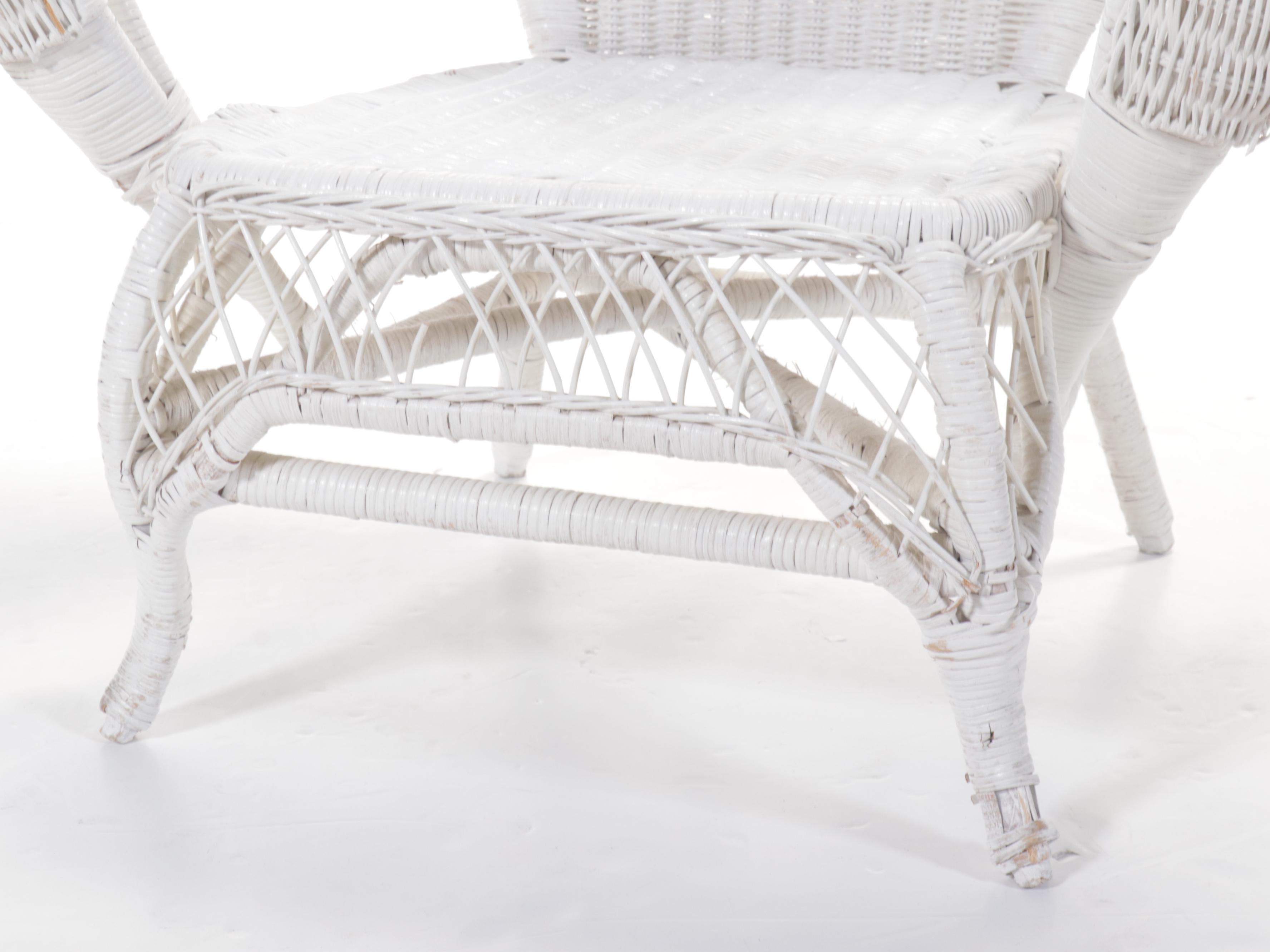 White Painted Wicker Armchair