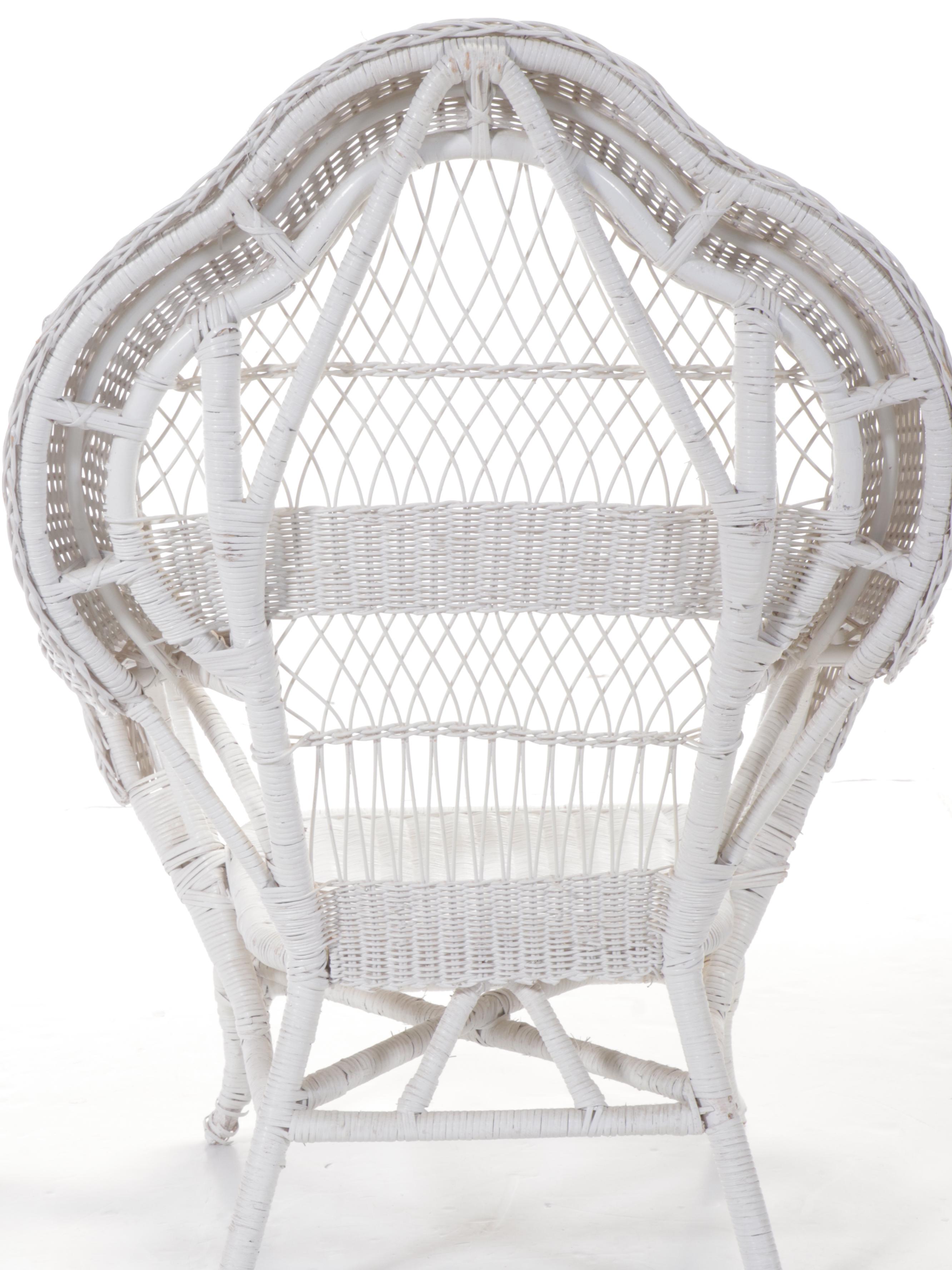 White Painted Wicker Armchair