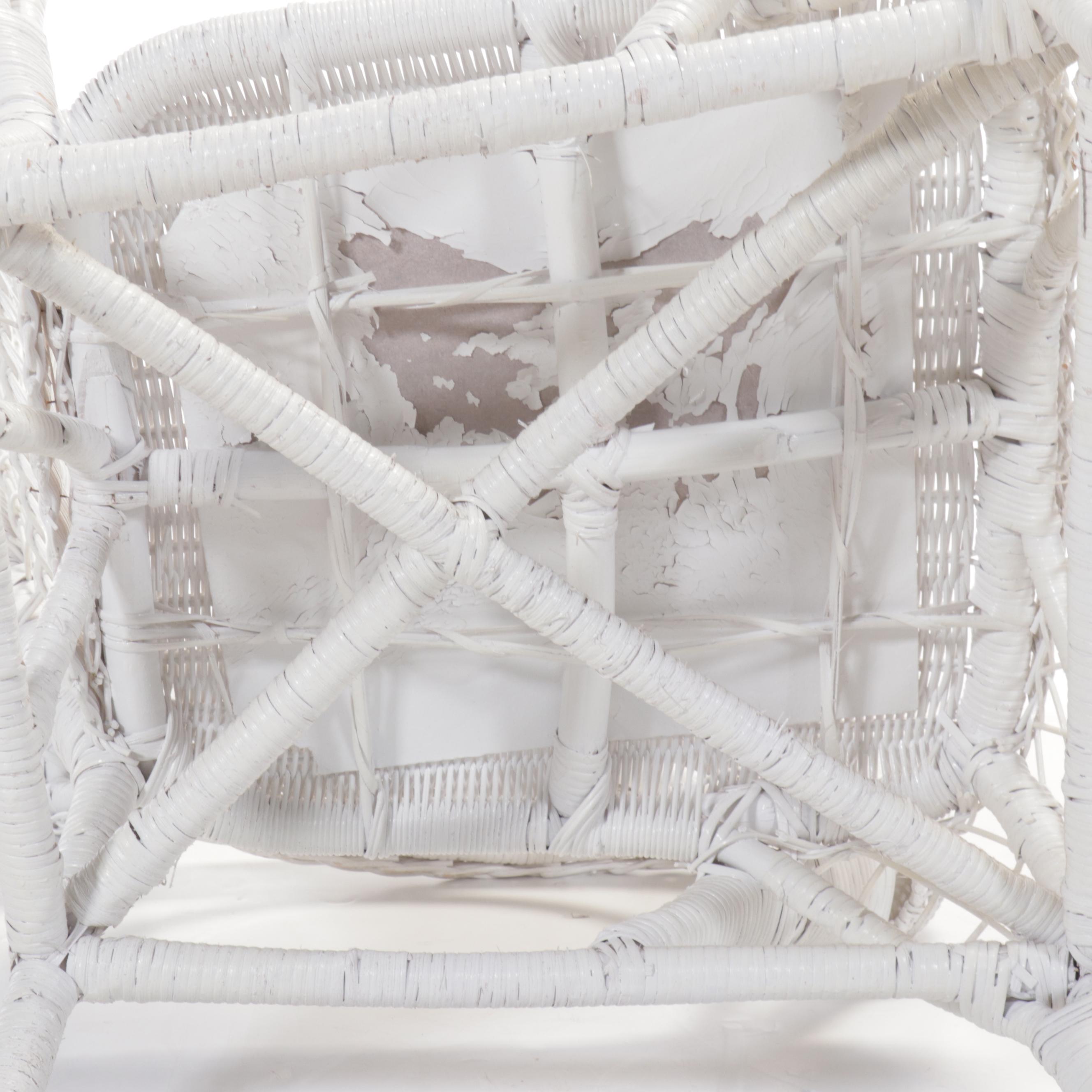 White Painted Wicker Armchair