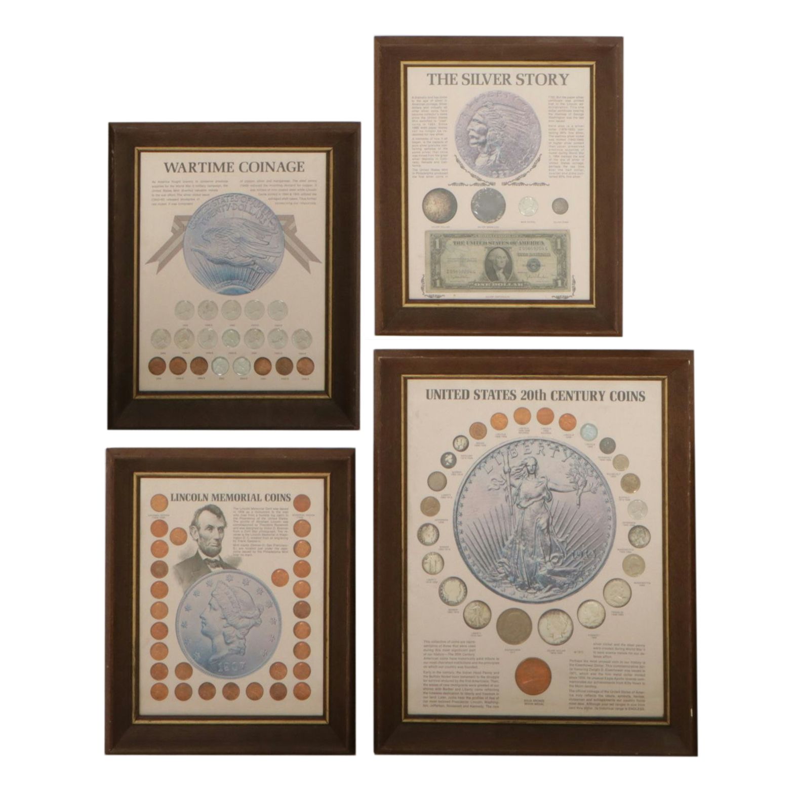 Lincoln Memorial Pennies & Other Framed U.S. Coin Collections