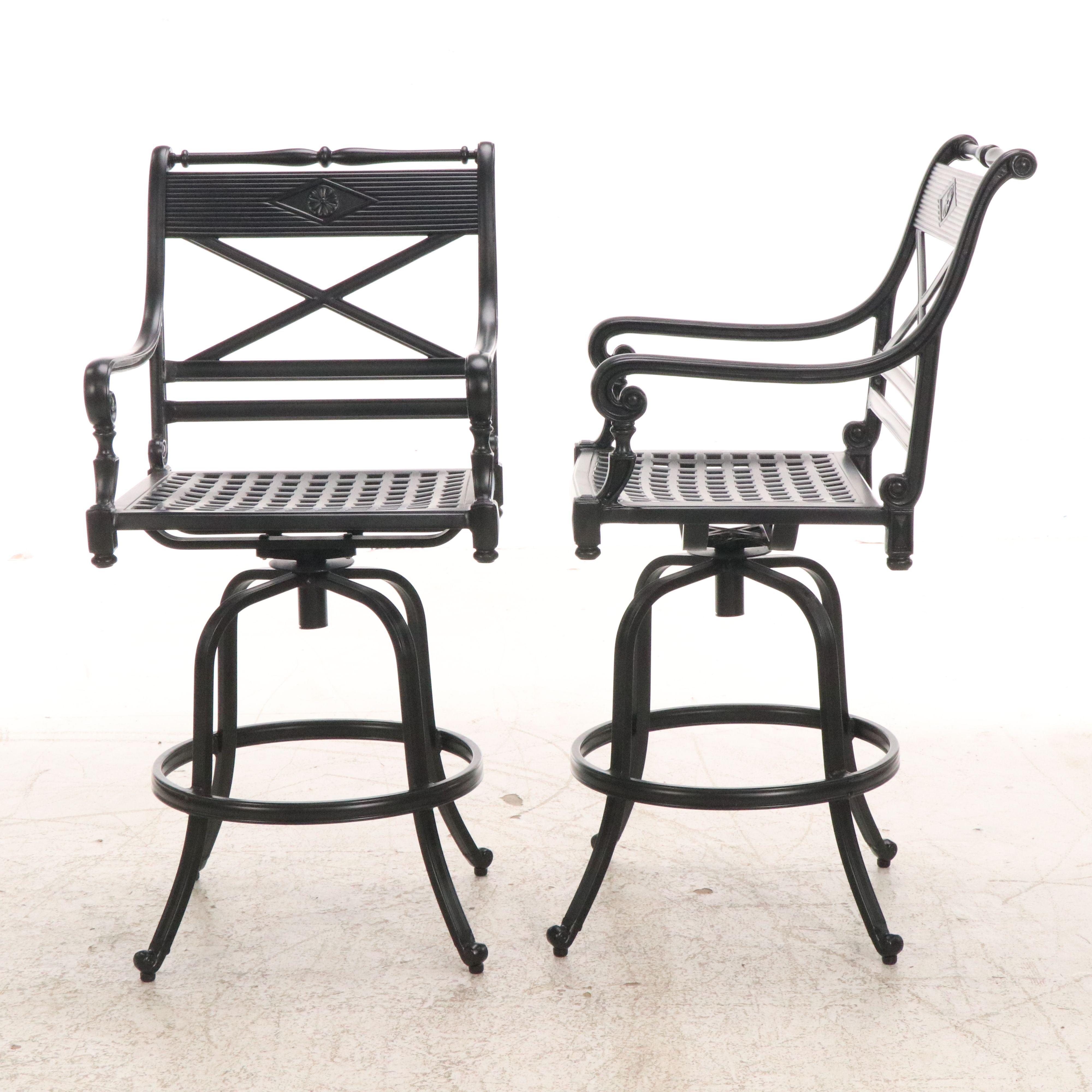 Frontgate "Carlisle" Swivel Bar Stool Pair in Onyx