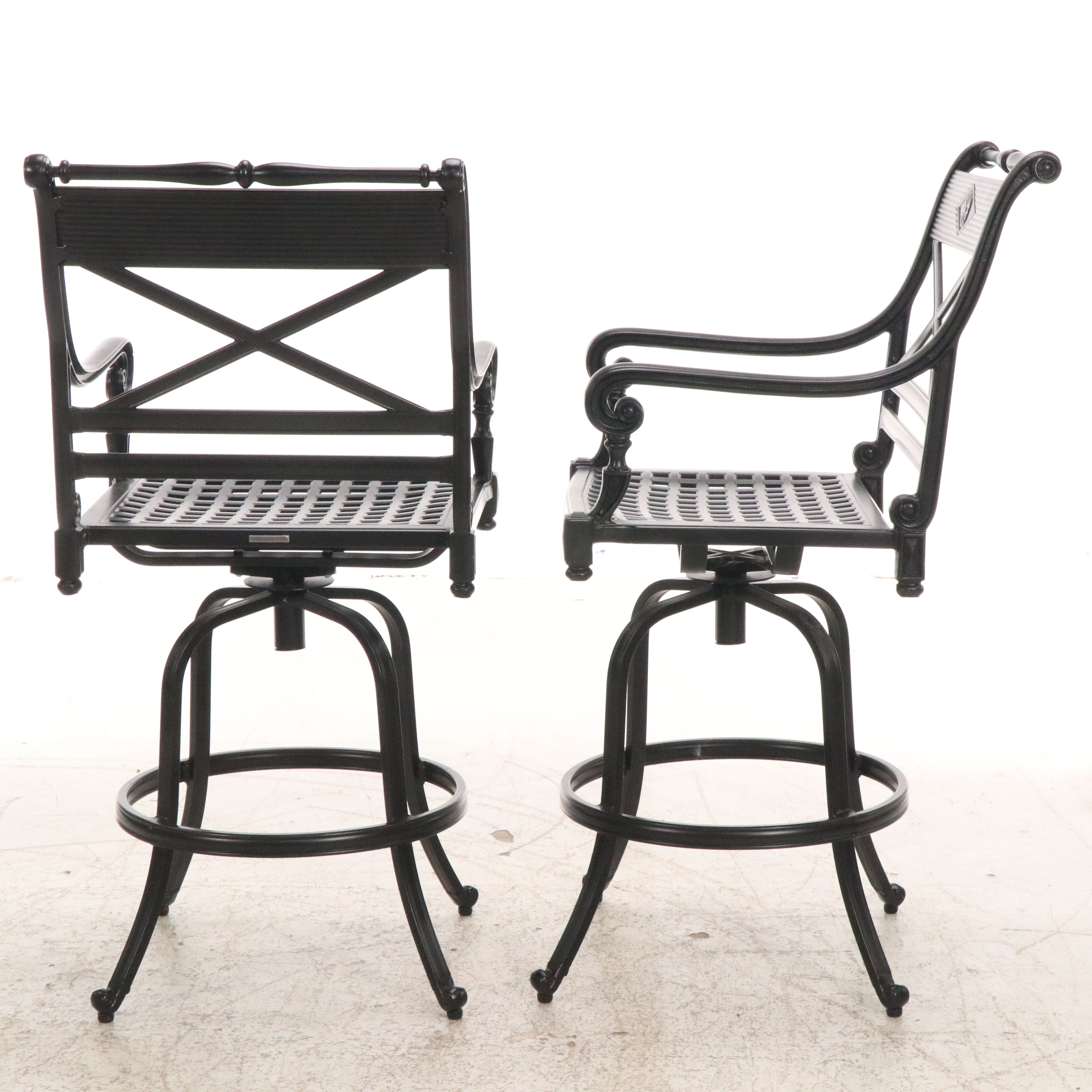 Frontgate "Carlisle" Swivel Bar Stool Pair in Onyx