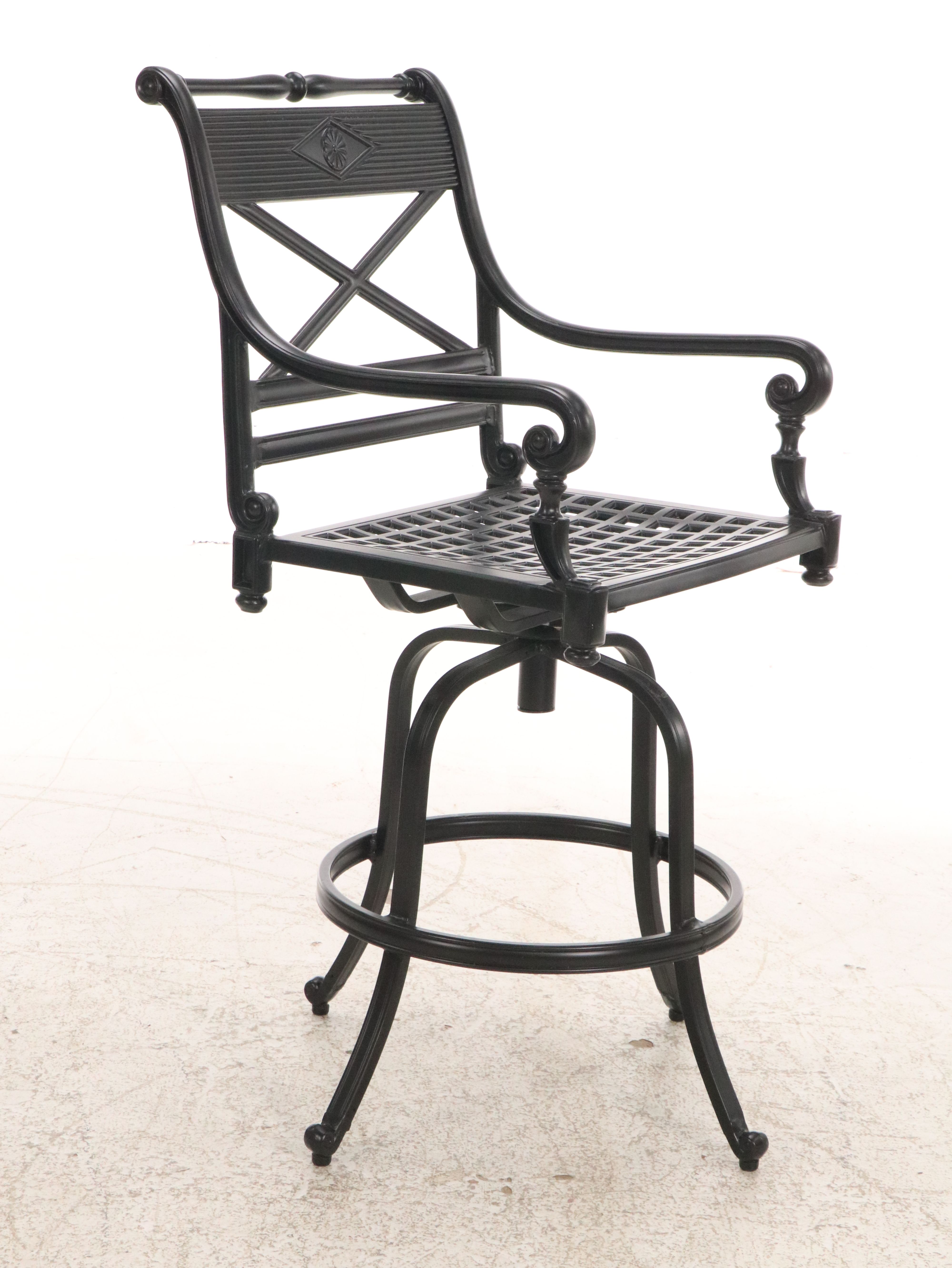 Frontgate "Carlisle" Swivel Bar Stool Pair in Onyx