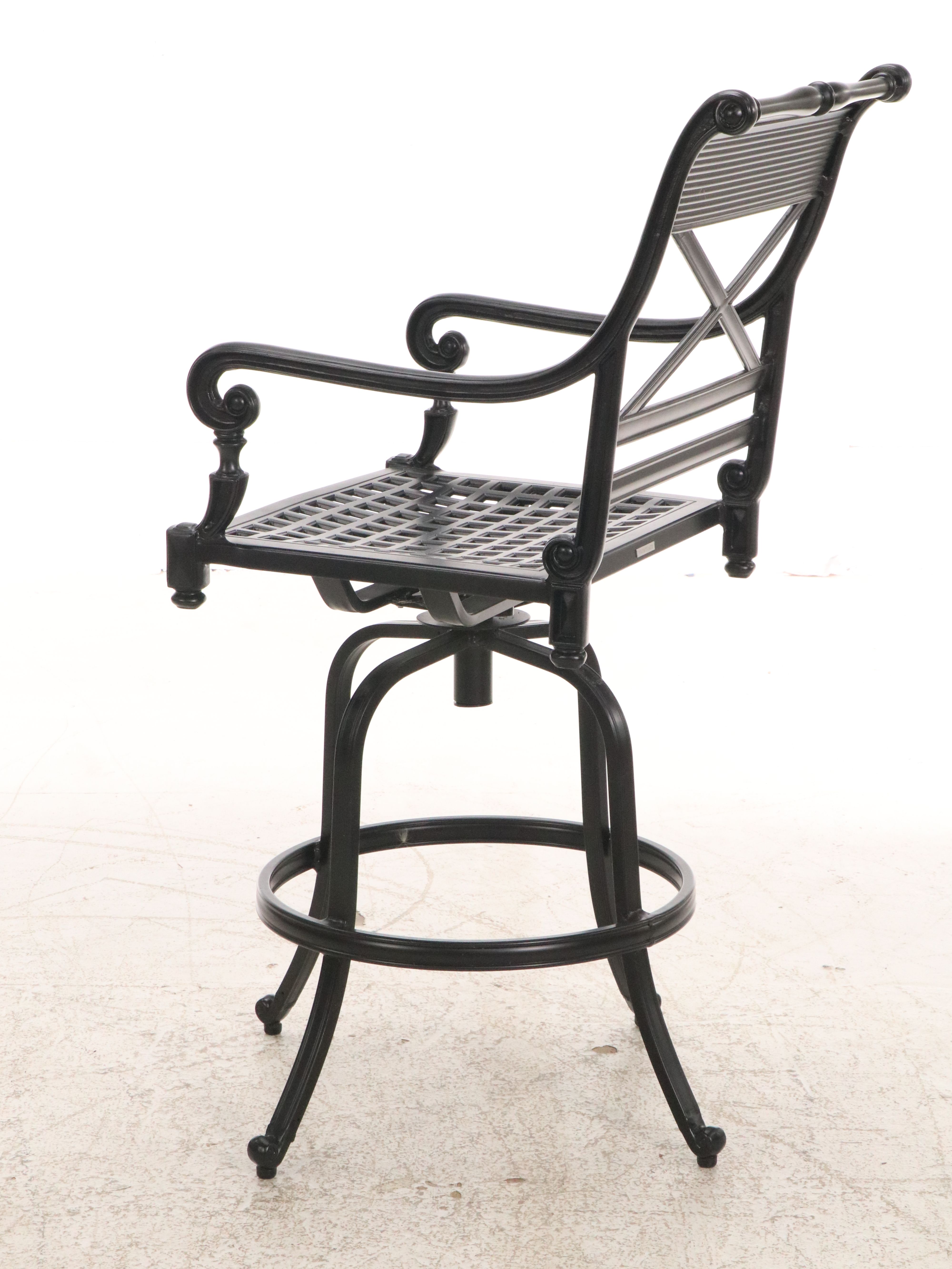 Frontgate "Carlisle" Swivel Bar Stool Pair in Onyx