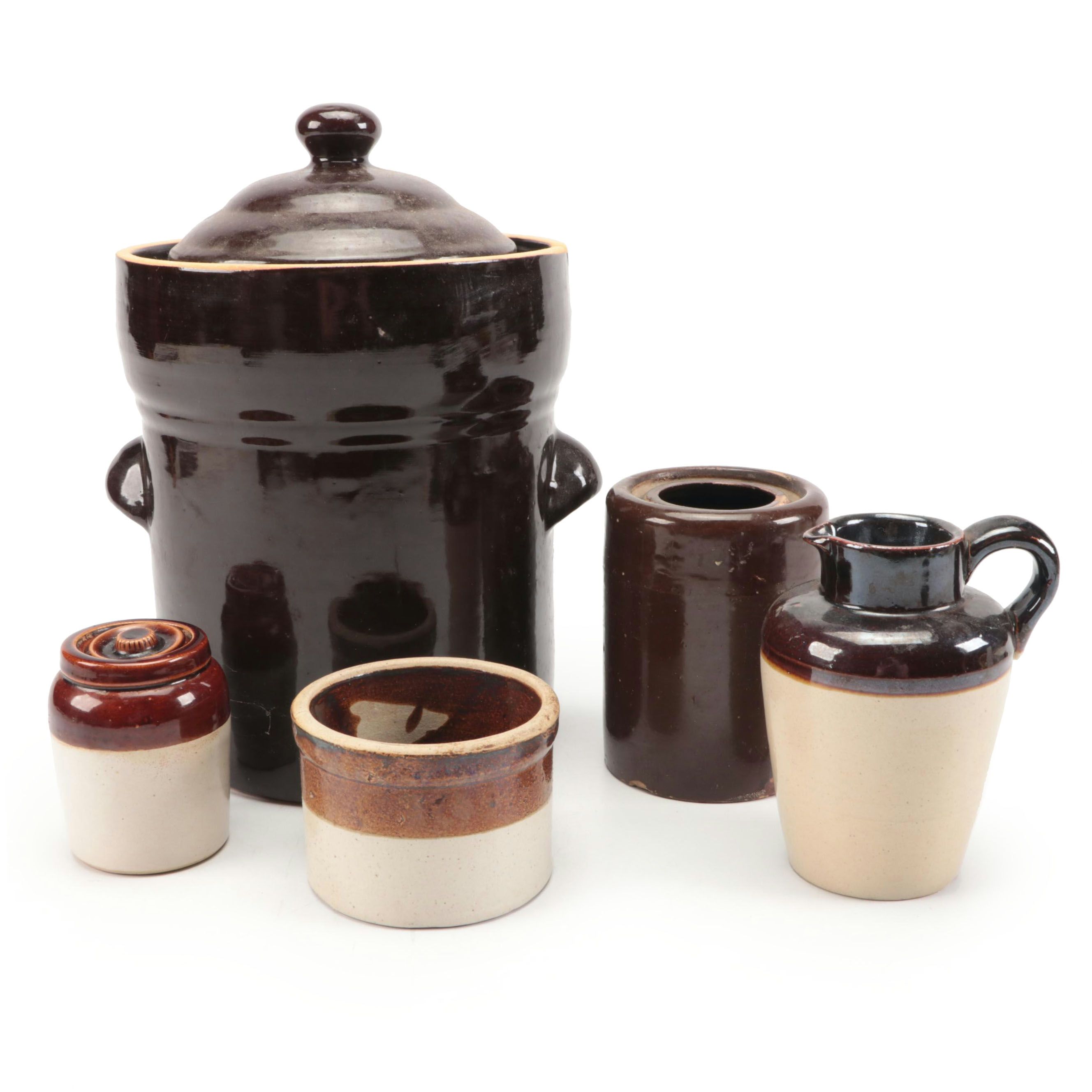 Stoneware Crocks and Pitcher