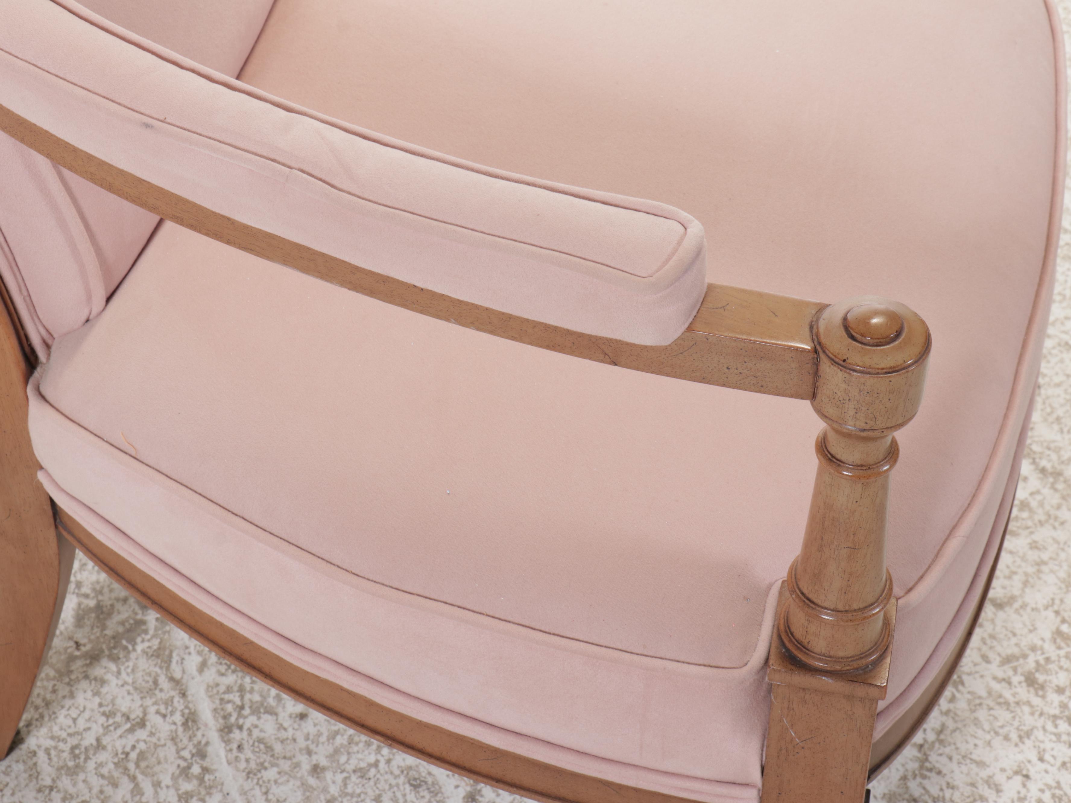 Hollywood Regency Style Upholstered High Back Armchair, Mid to Late 20th C.