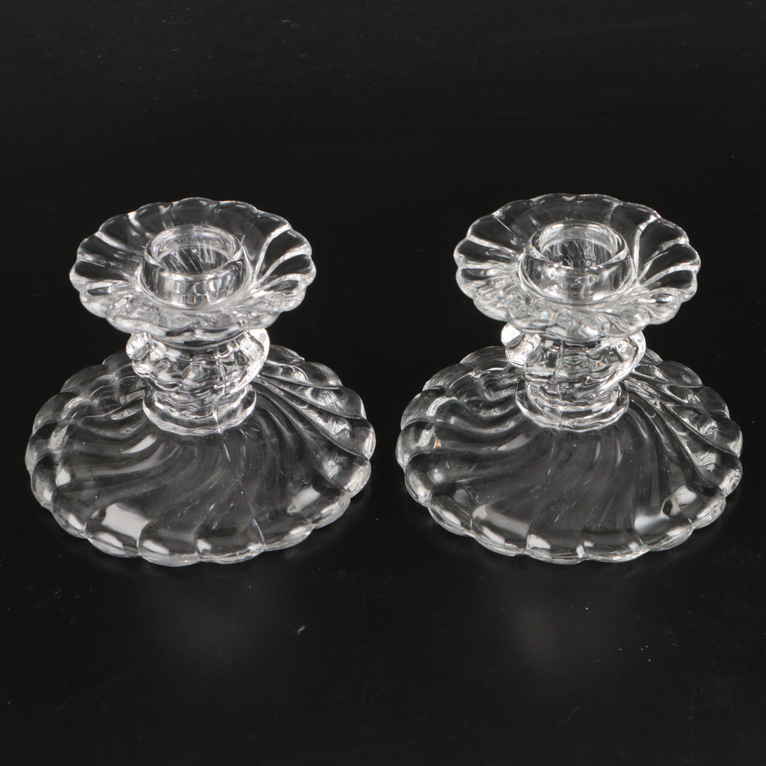 Glass Trophy Vase with Candlesticks and Lion Figurine