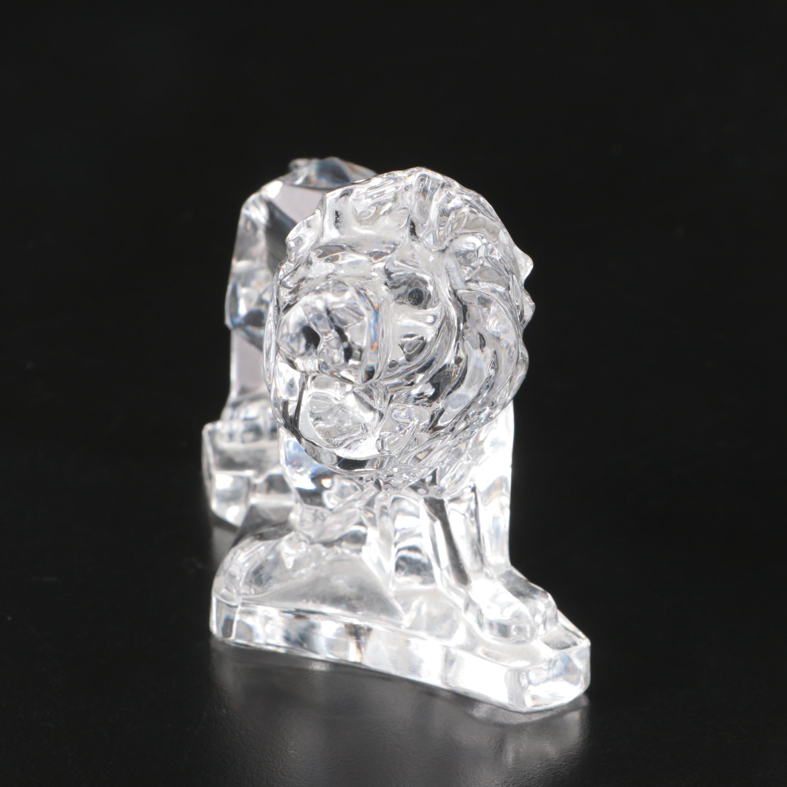 Glass Trophy Vase with Candlesticks and Lion Figurine