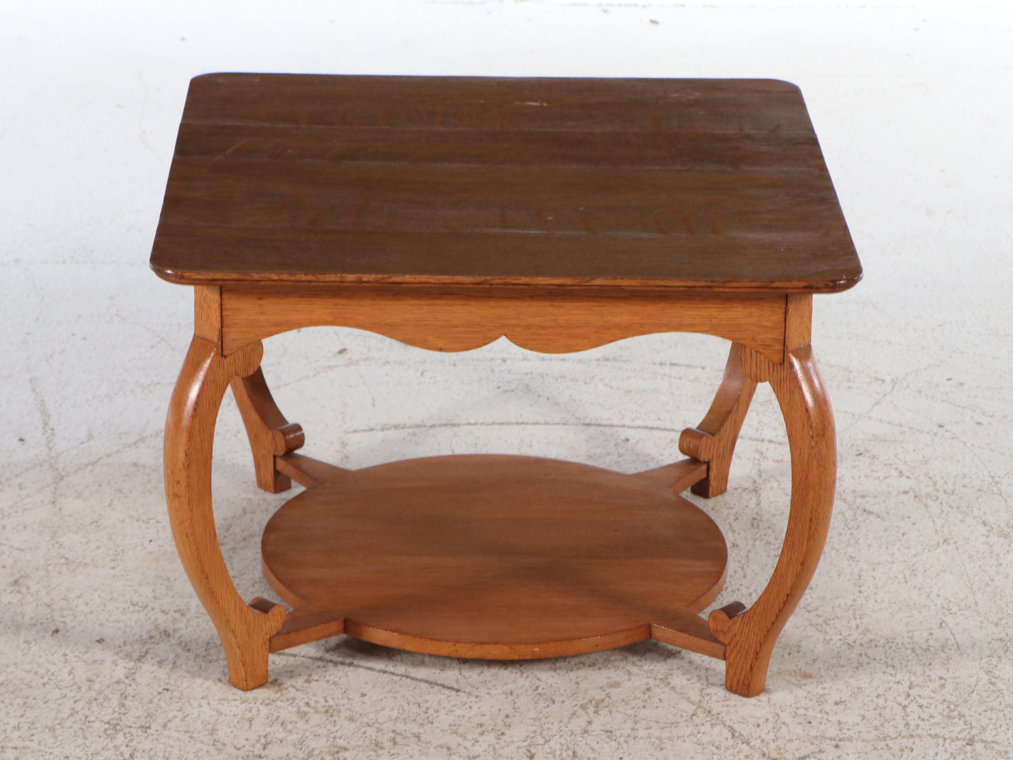 Art Deco Style Oak Two-Tier Hall Table, Early 20th Century