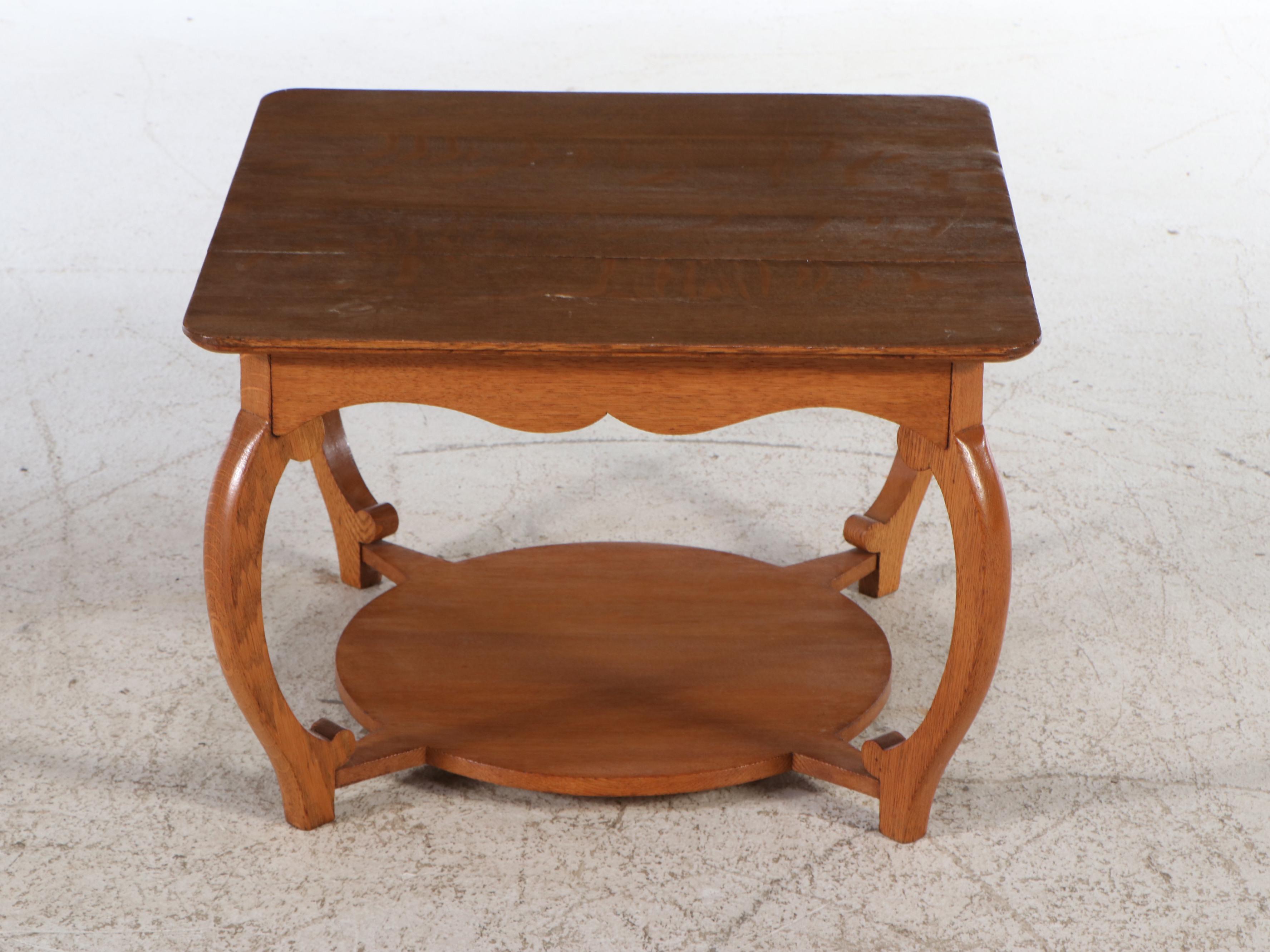 Art Deco Style Oak Two-Tier Hall Table, Early 20th Century