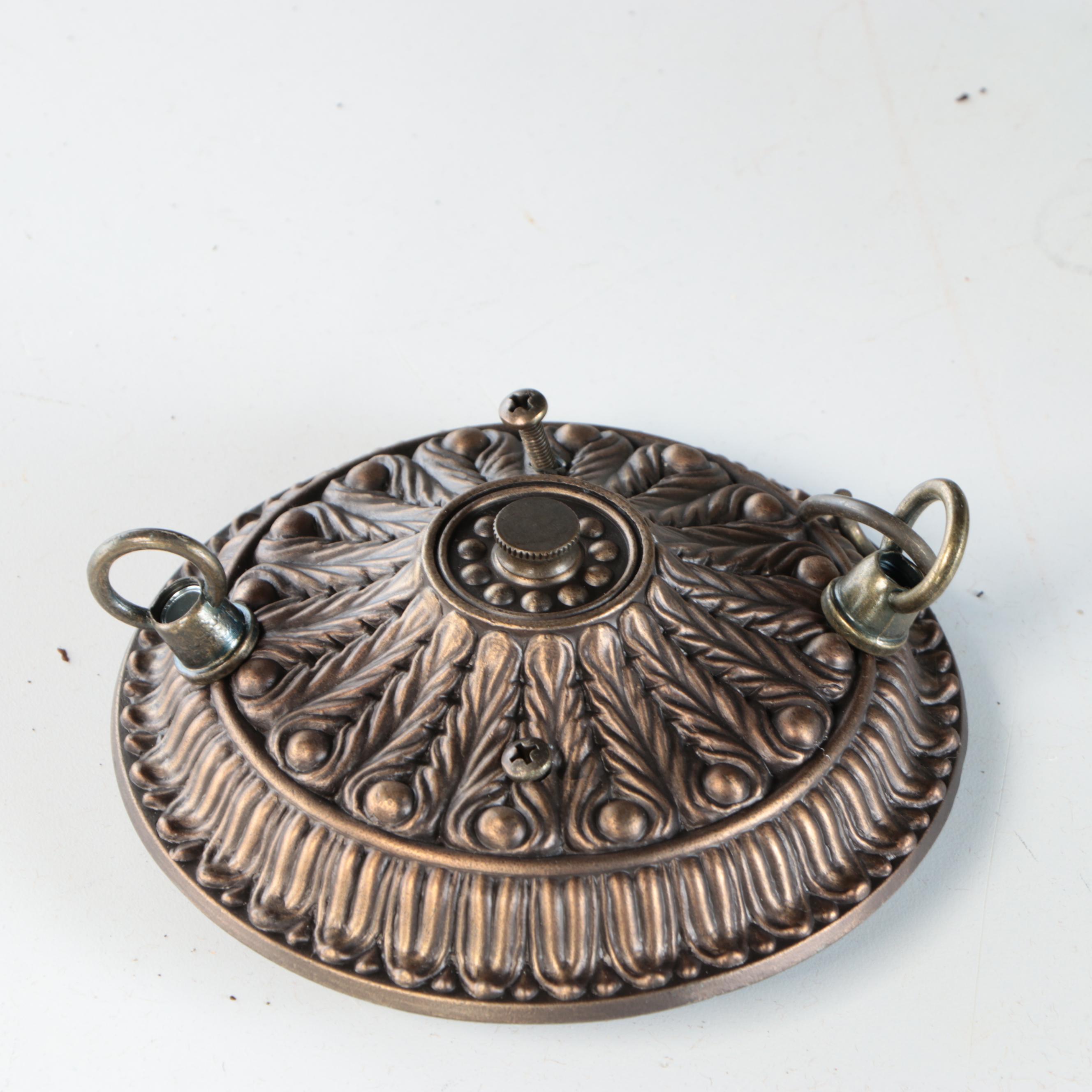 Victorian Style Slag Glass and Metal Pool Table Pendant