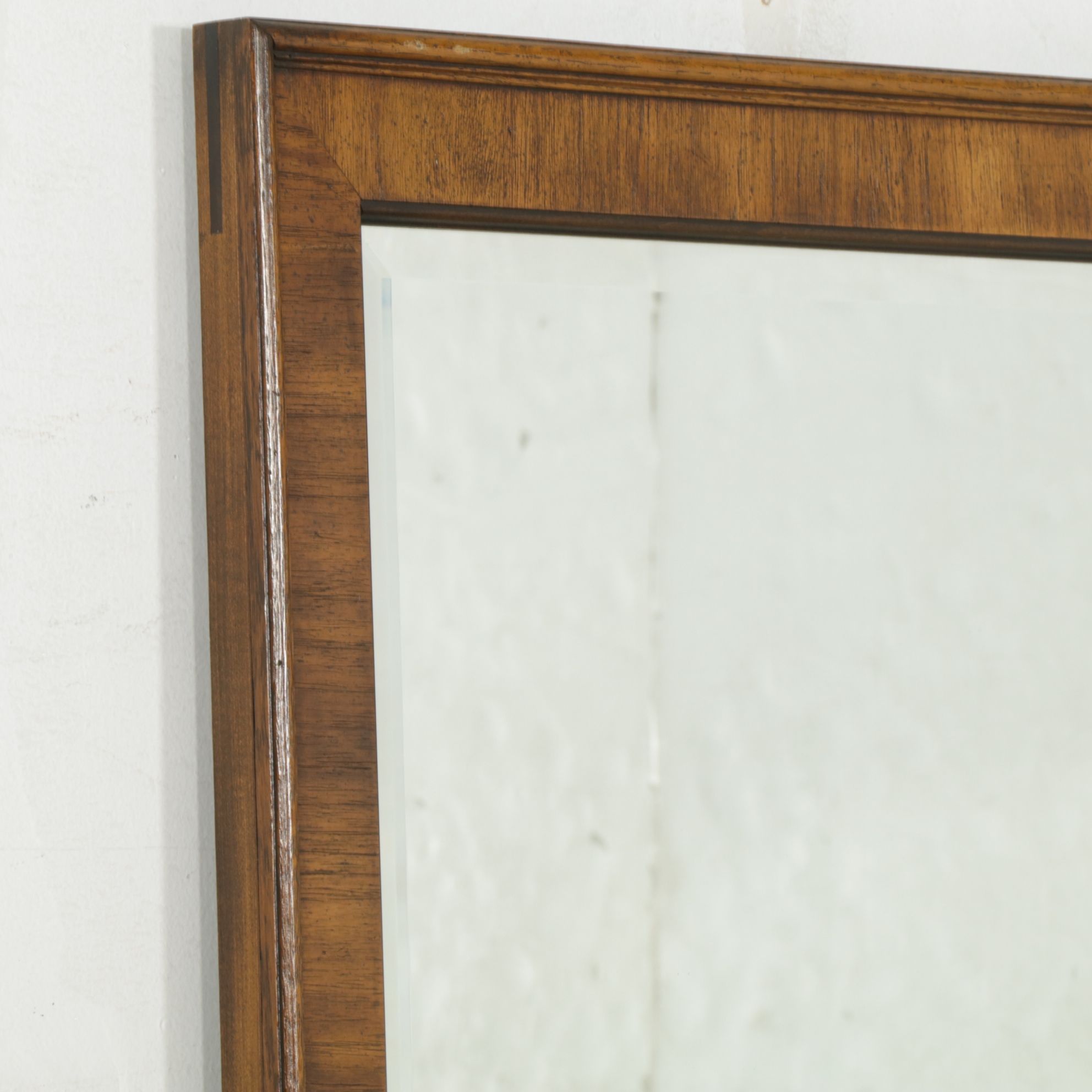 Lane Campaign Style Burl Walnut Dresser and Mirror