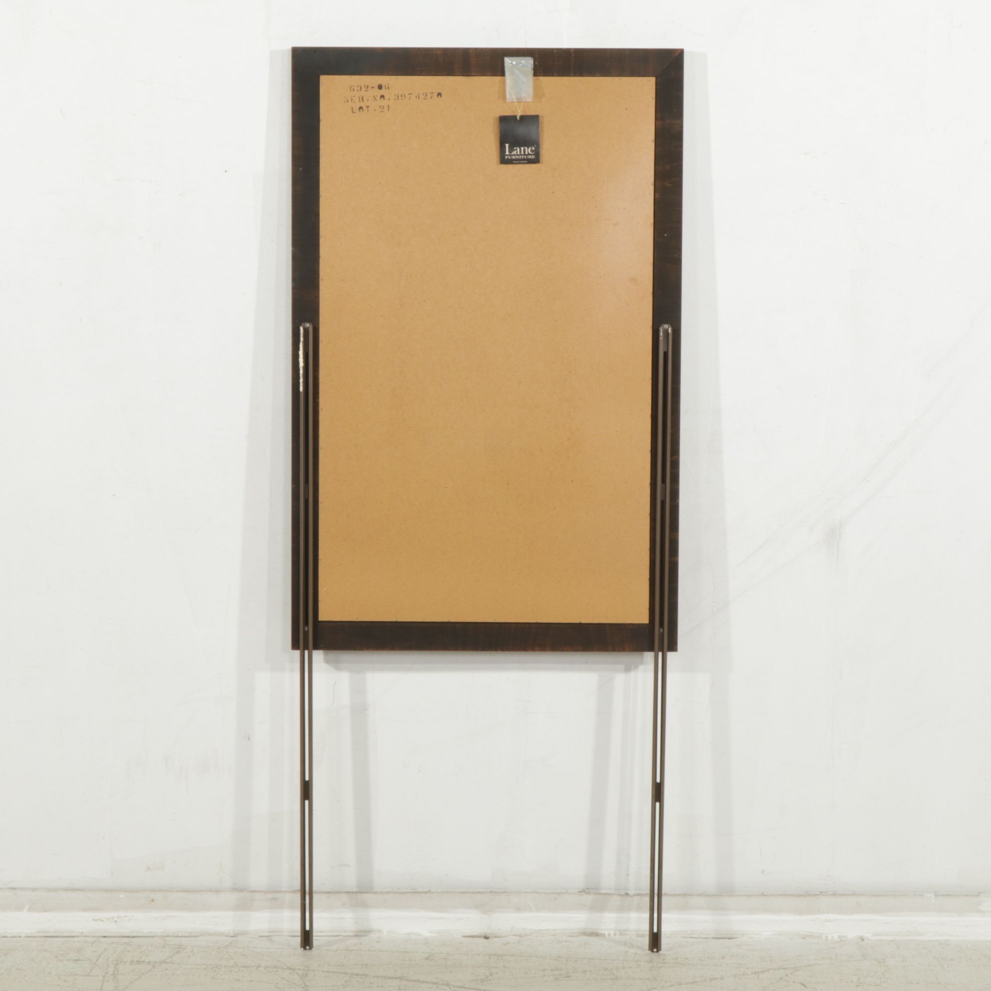 Lane Campaign Style Burl Walnut Dresser and Mirror