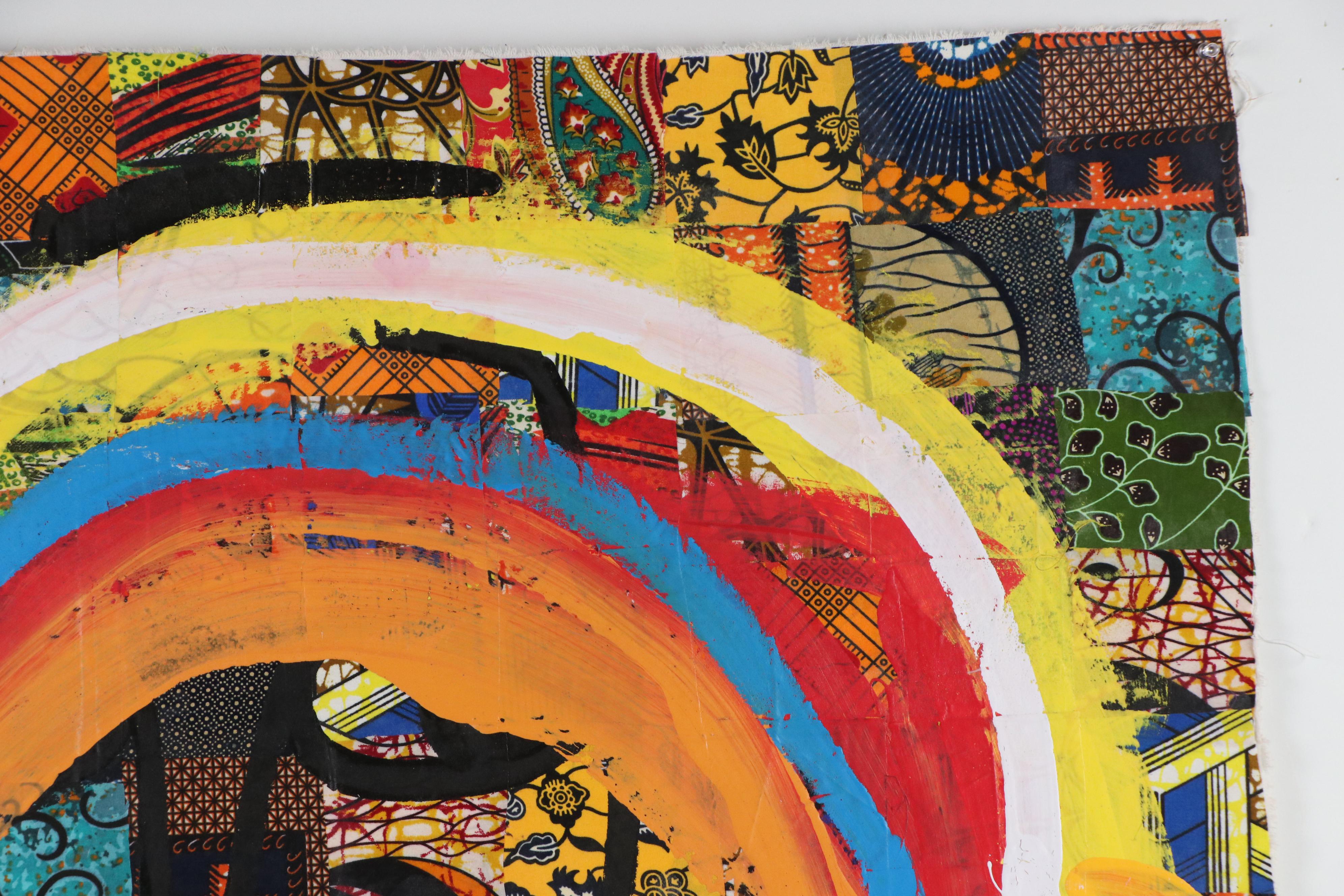 Abiola Idowu Stylized Mixed Media Portrait Painting "Fight to Win," 2023