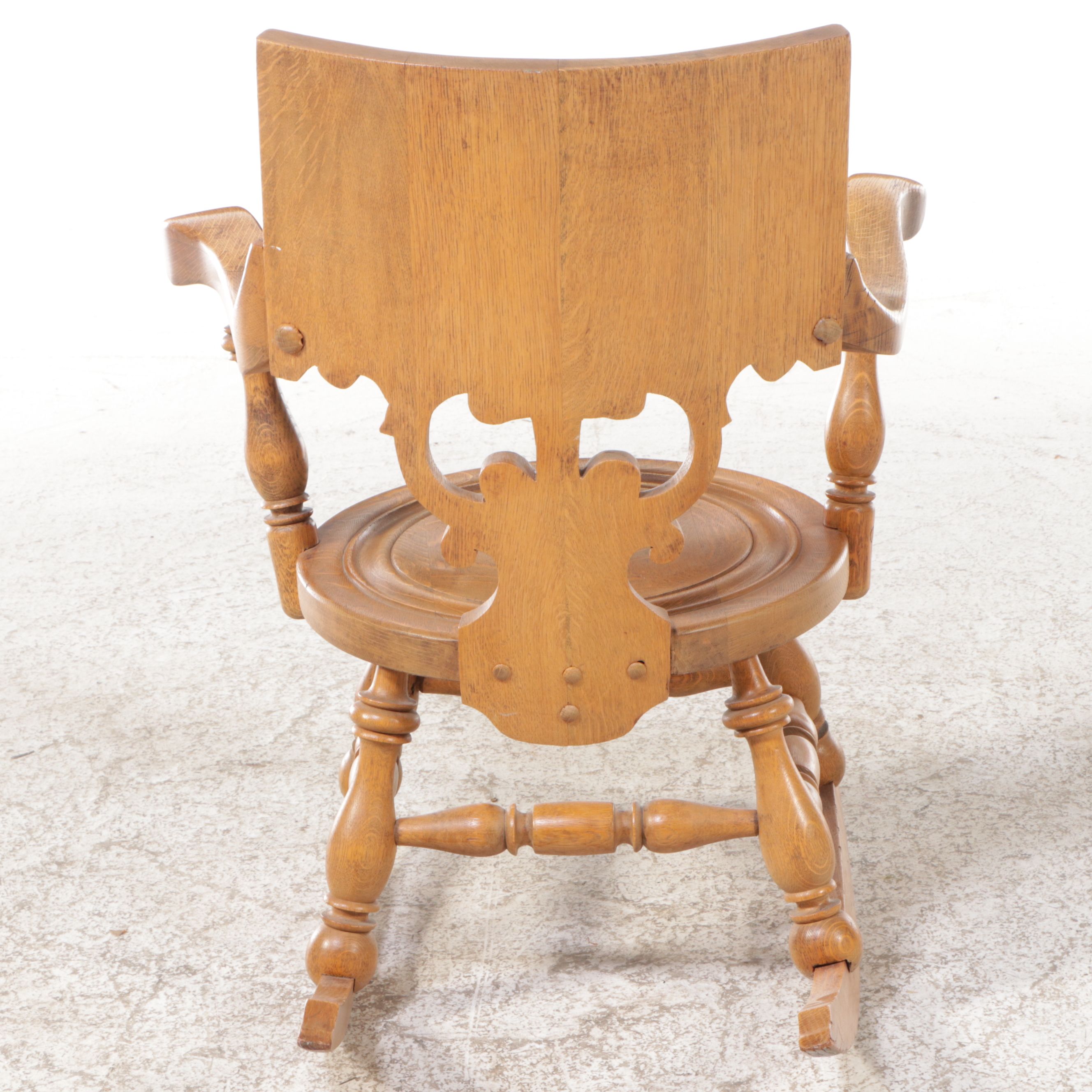 Black Forest Style Carved Oak Rocking Chair, Early 20th Century