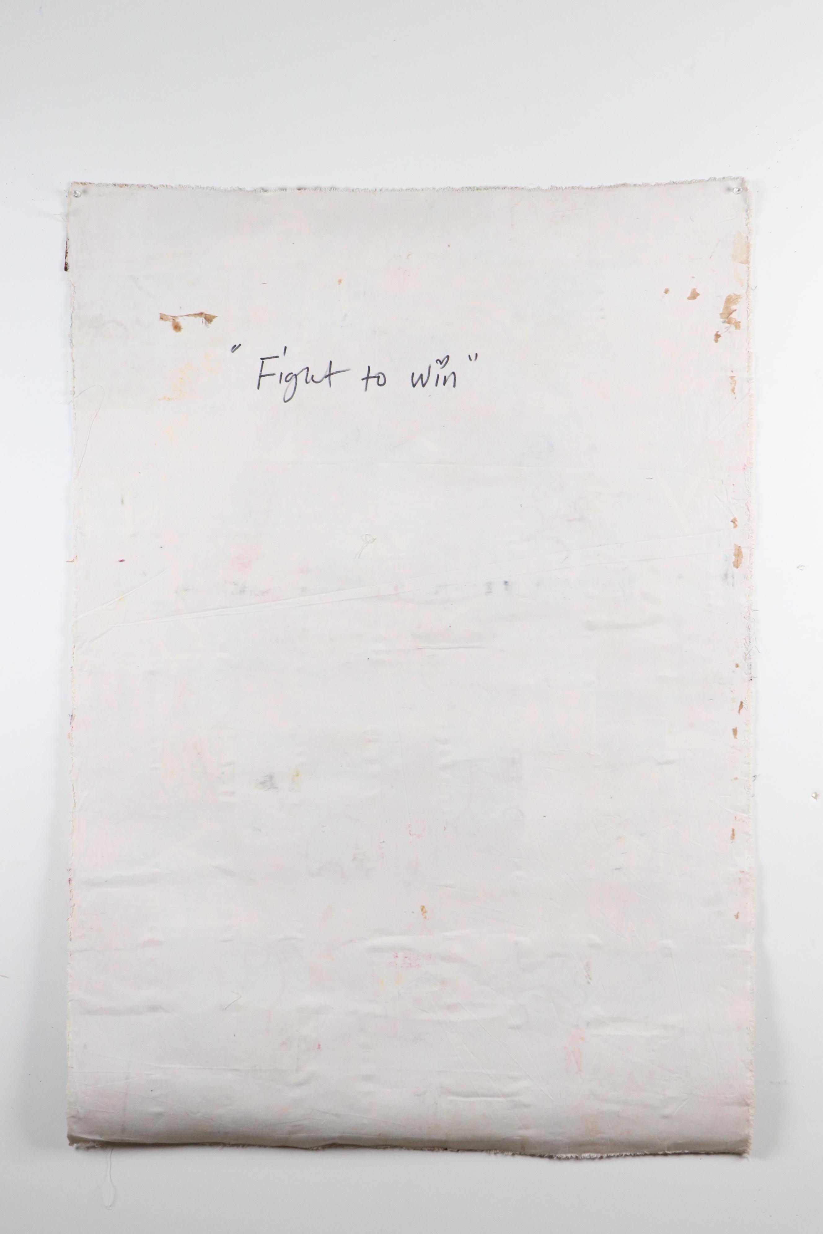 Abiola Idowu Stylized Mixed Media Portrait Painting "Fight to Win," 2023