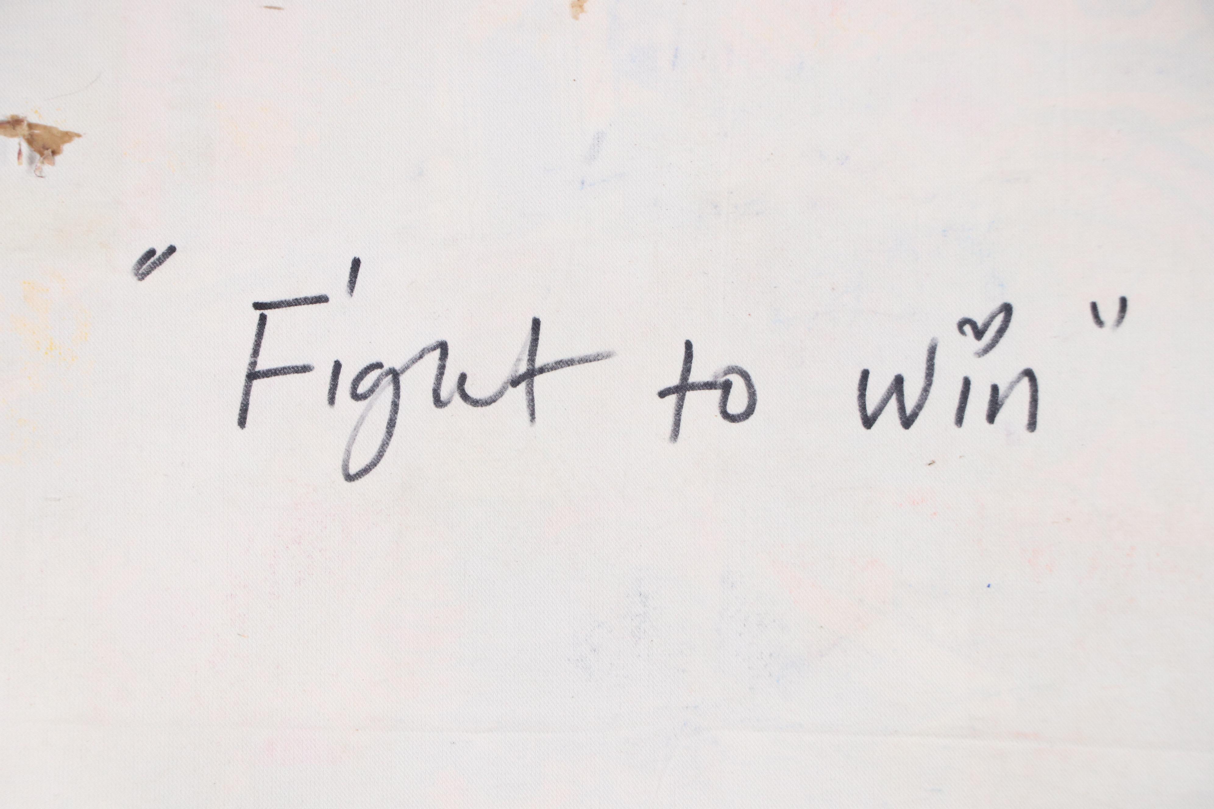 Abiola Idowu Stylized Mixed Media Portrait Painting "Fight to Win," 2023