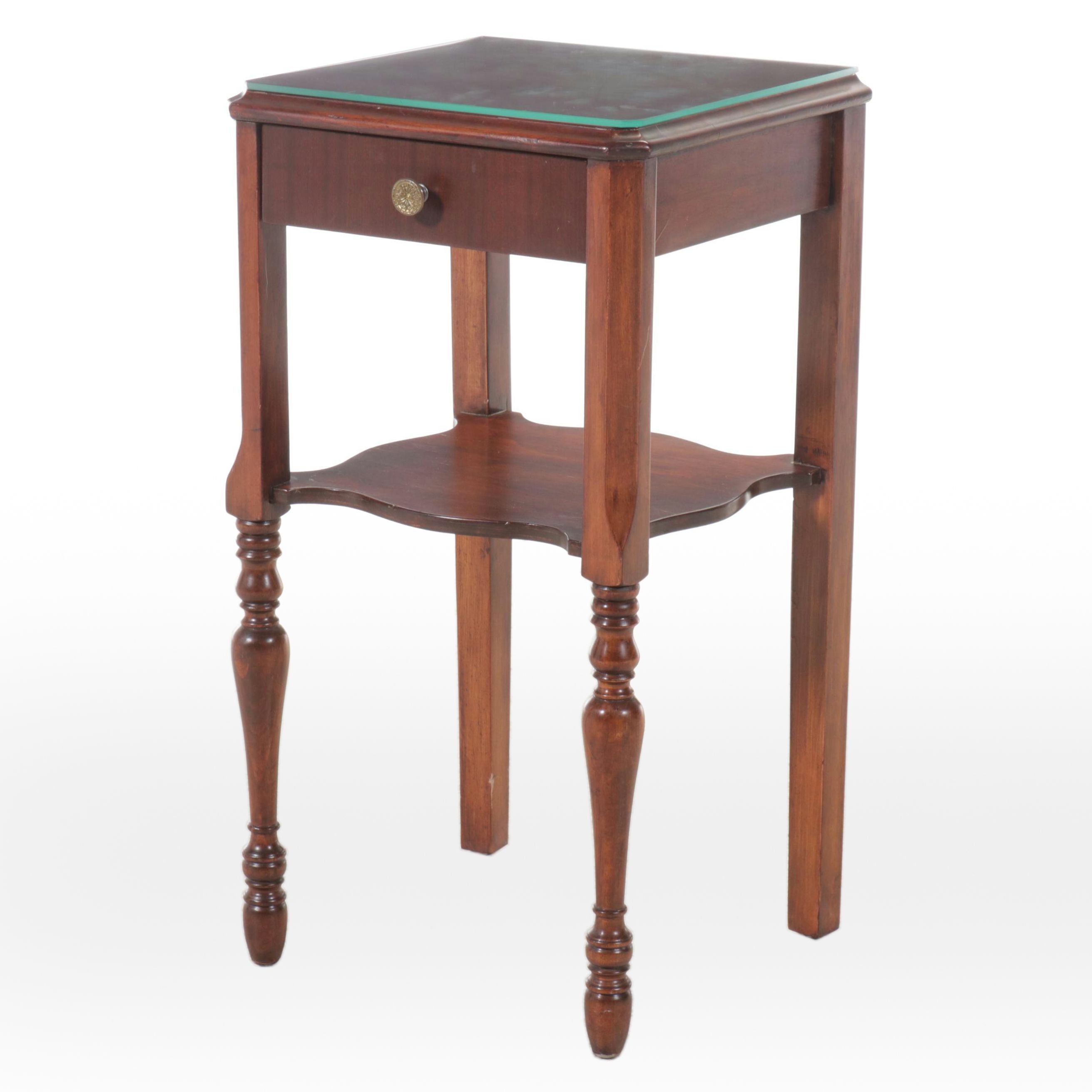 Sheraton Style Single-Drawer Walnut Nightstand