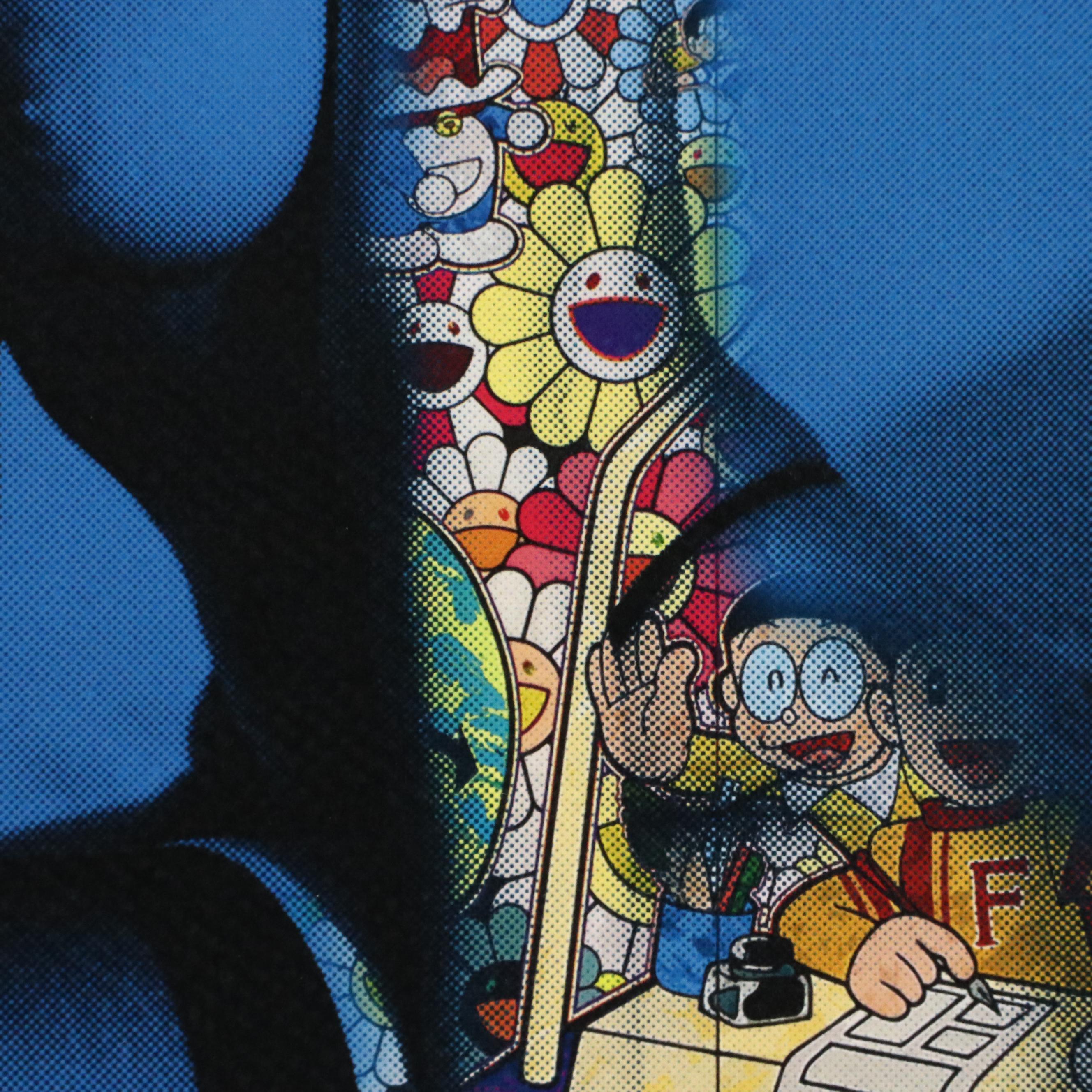 Death NYC Pop Art Digital Print of Woman with Murakami Flowers, 2024