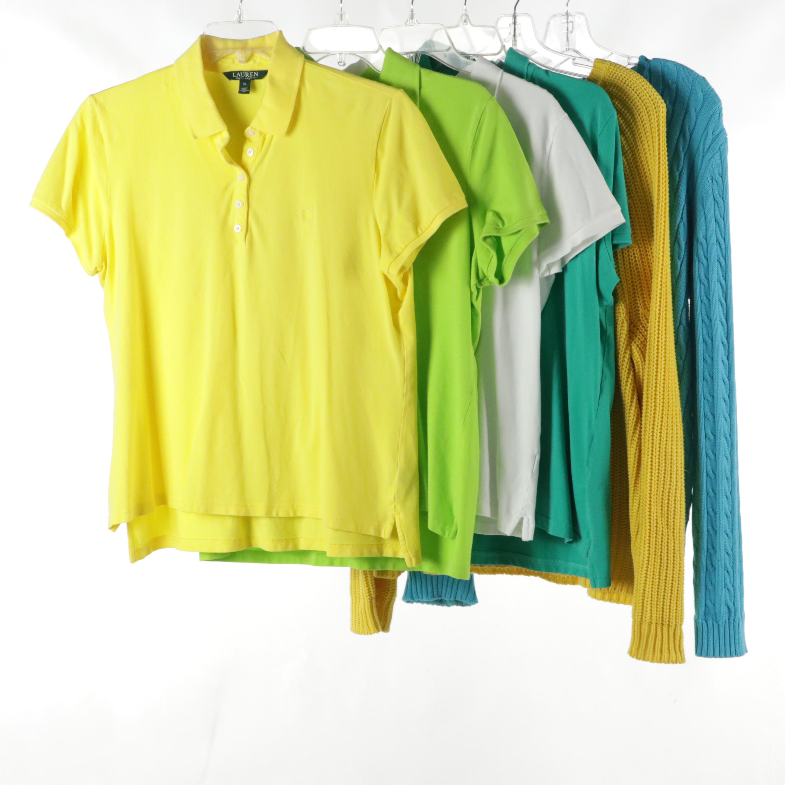 Lauren Ralph Lauren Polo Shirts with Blue Cable and Yellow Knit Sweaters