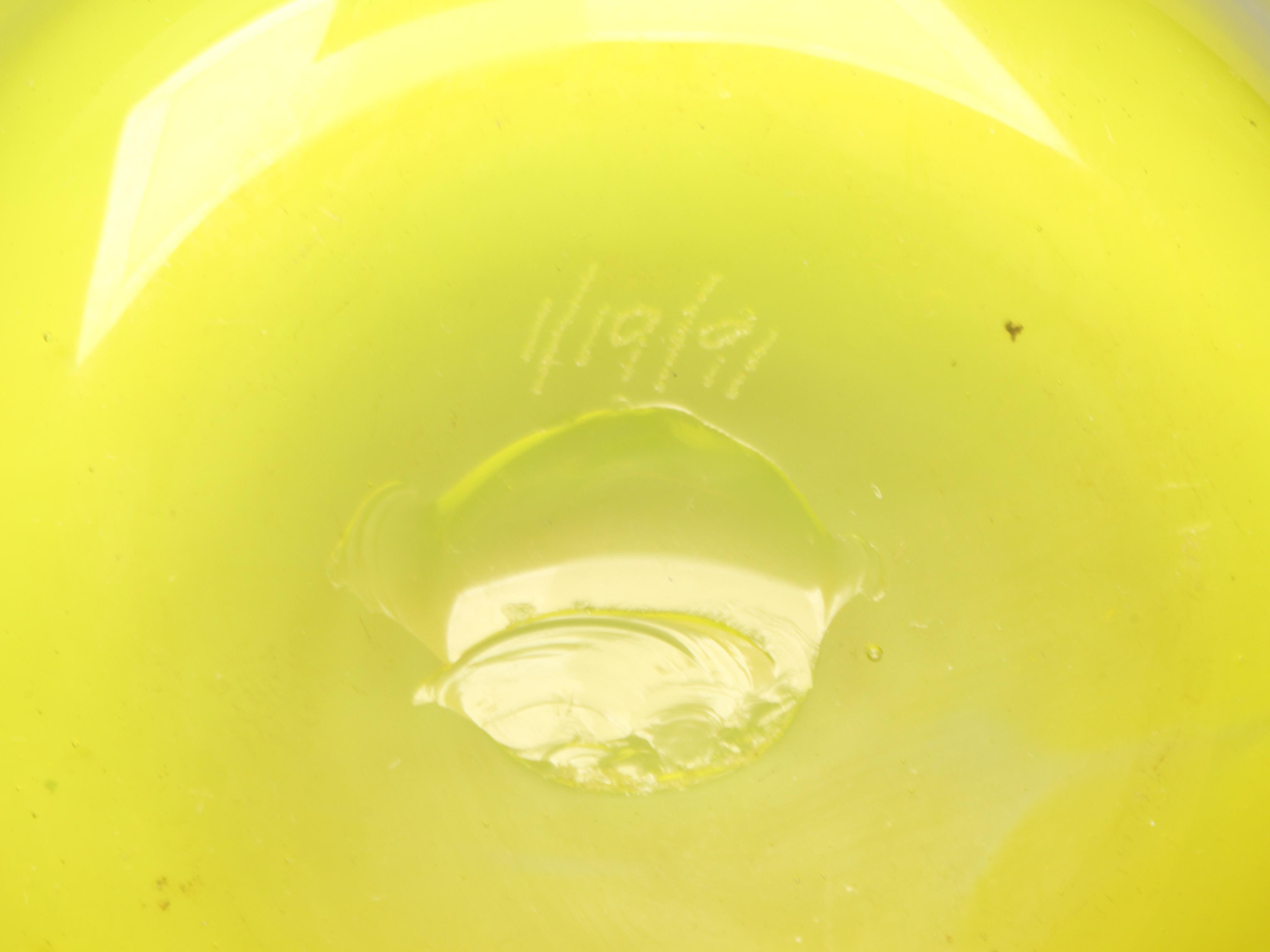 Handmade Art Glass Compote with Blown Vase and Other Yellow Glass Vessel