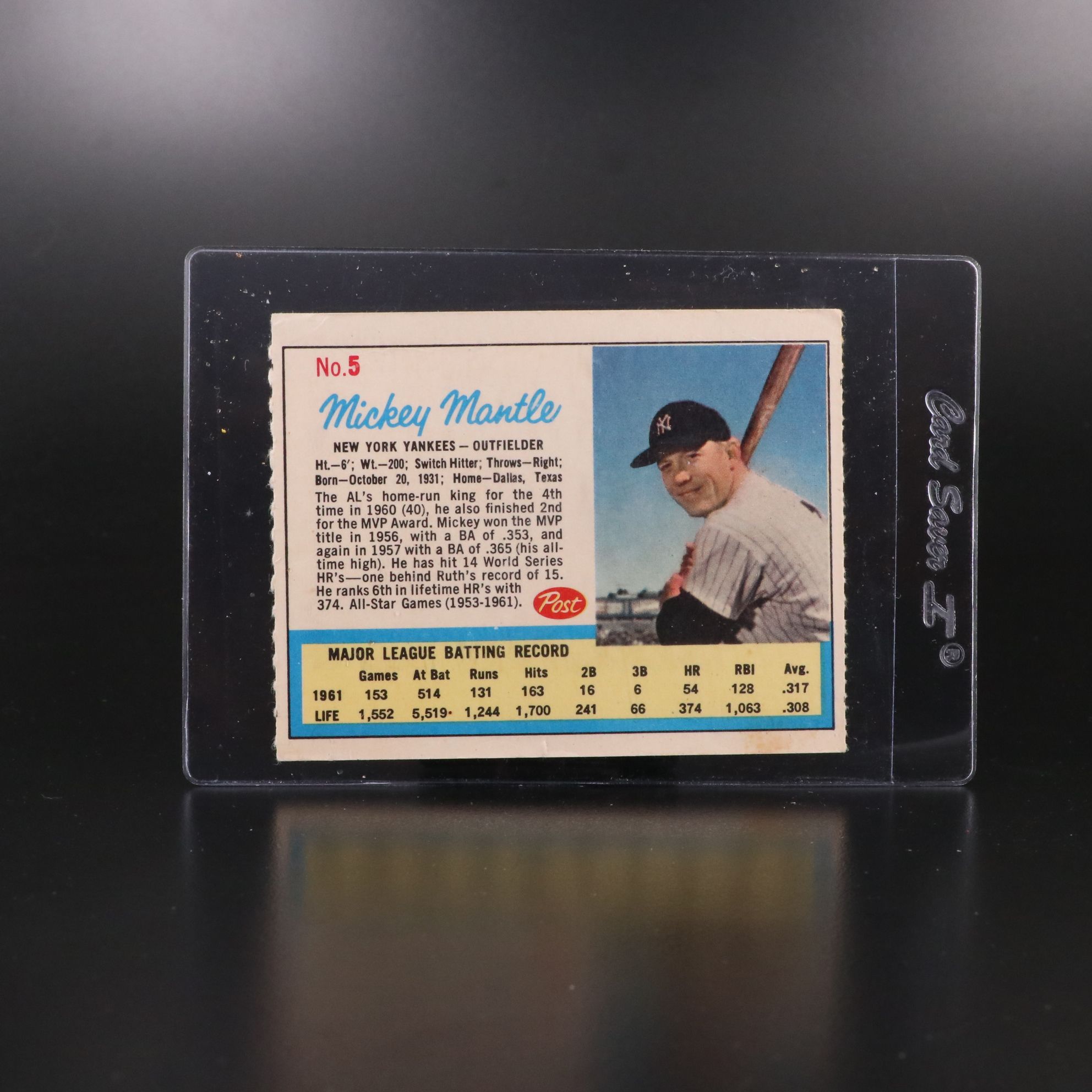 1962 Post Roger Maris and Mickey Mantle New York Yankees Baseball Cards