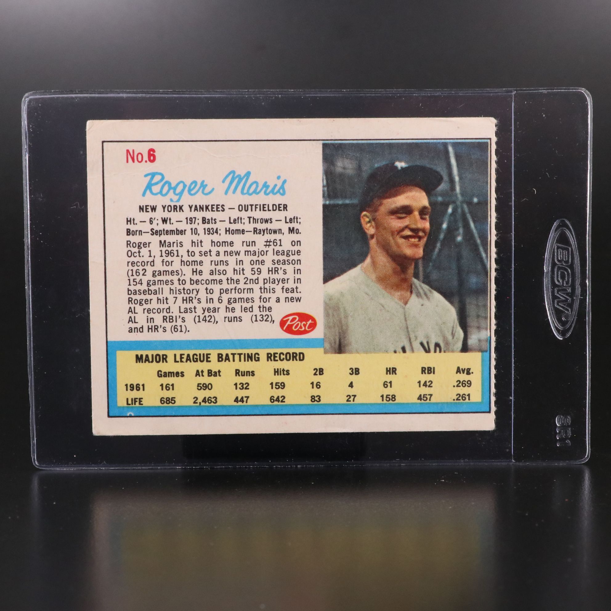 1962 Post Roger Maris and Mickey Mantle New York Yankees Baseball Cards