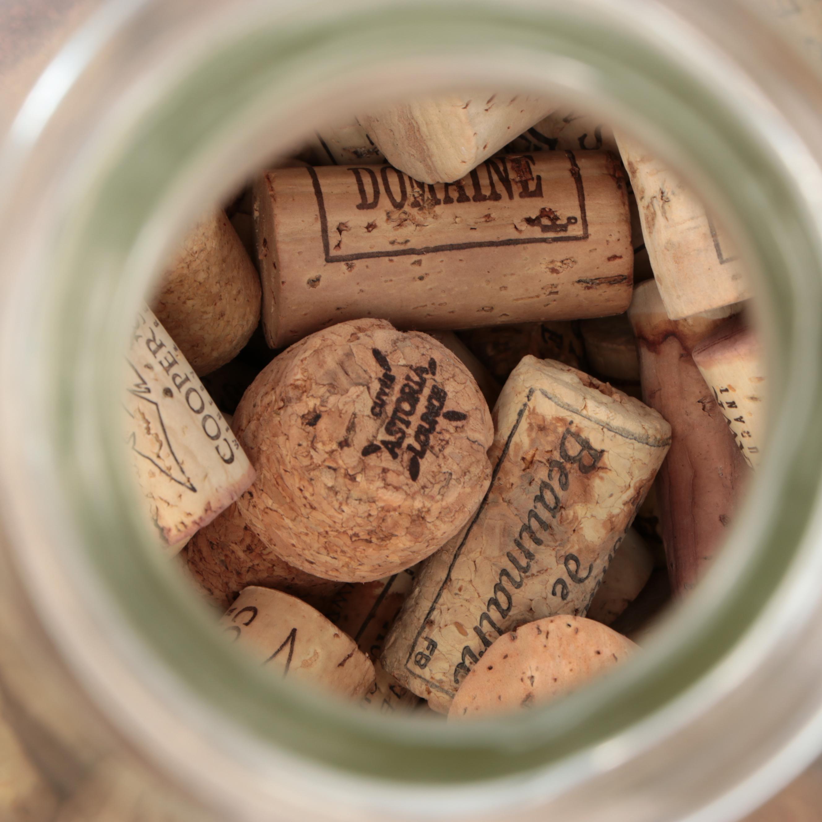Vintage Large Glass Bottle with Decorative Wine Corks