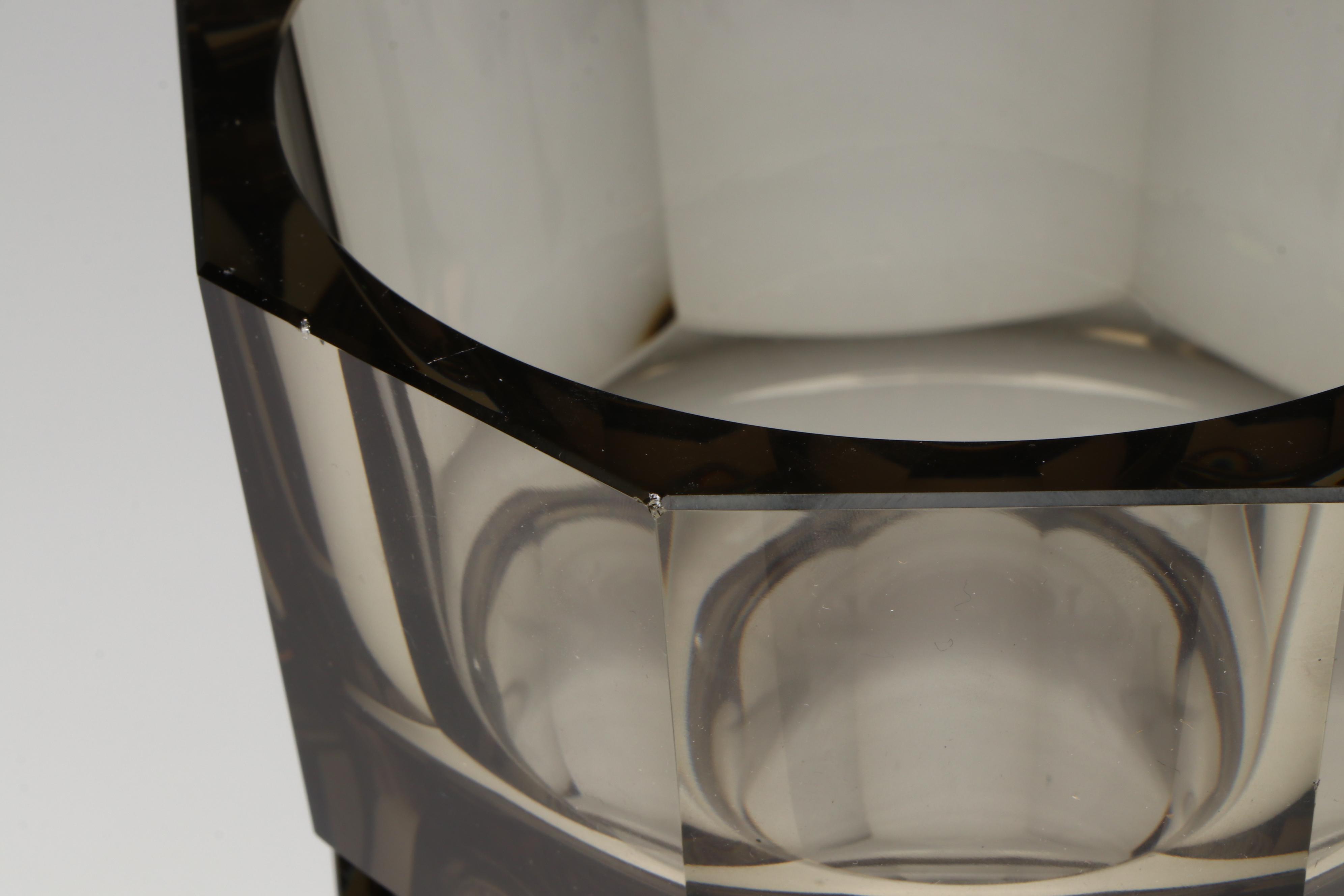 Josef Hoffman for Moser Smokey Glass Machine Age Geometric Vase, ca. 1930s