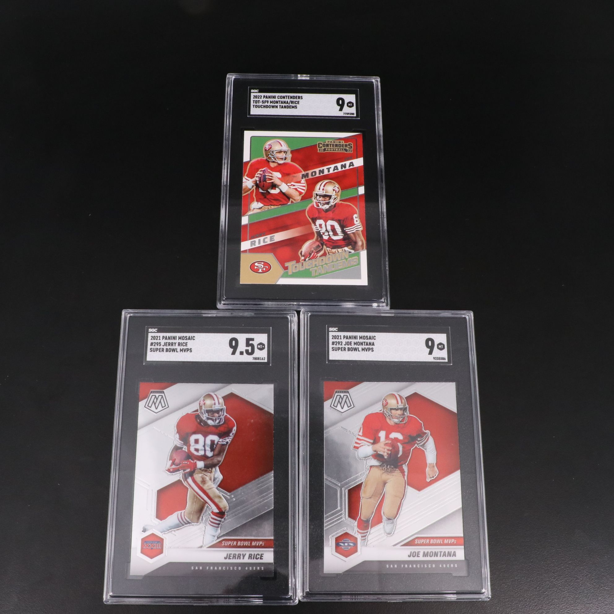 Joe Montana and Jerry Rice SGC Graded San Francisco 49ers Football Cards
