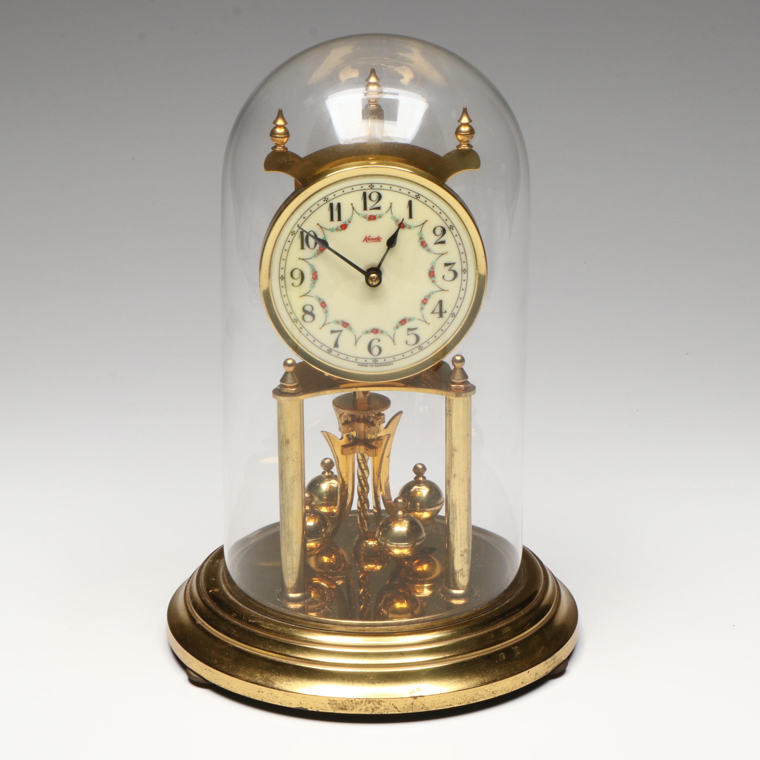 Kundo Floral Front Winding Anniversary Clock, Mid to Late 20th Century