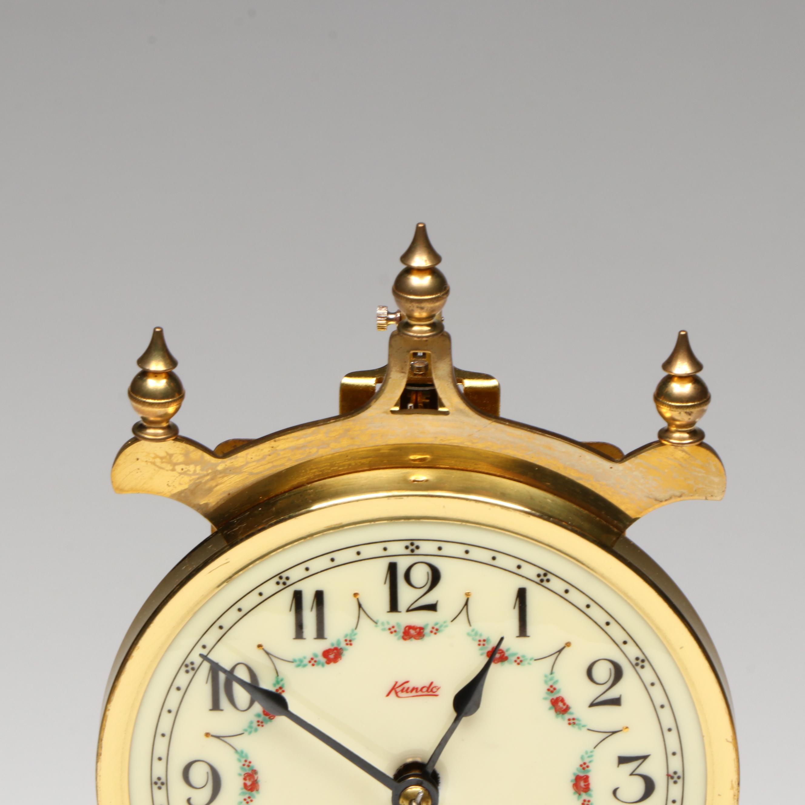 Kundo Floral Front Winding Anniversary Clock, Mid to Late 20th Century