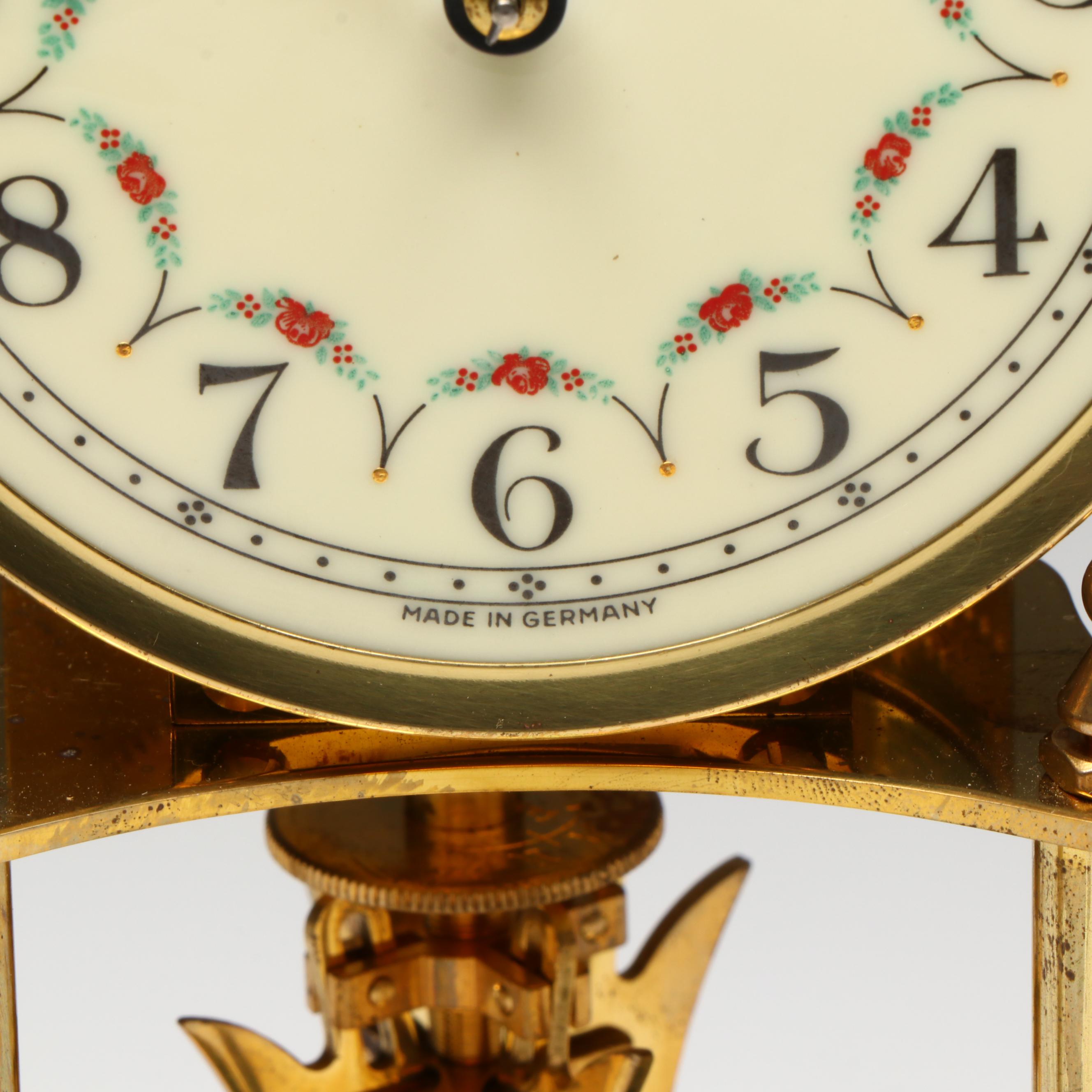 Kundo Floral Front Winding Anniversary Clock, Mid to Late 20th Century