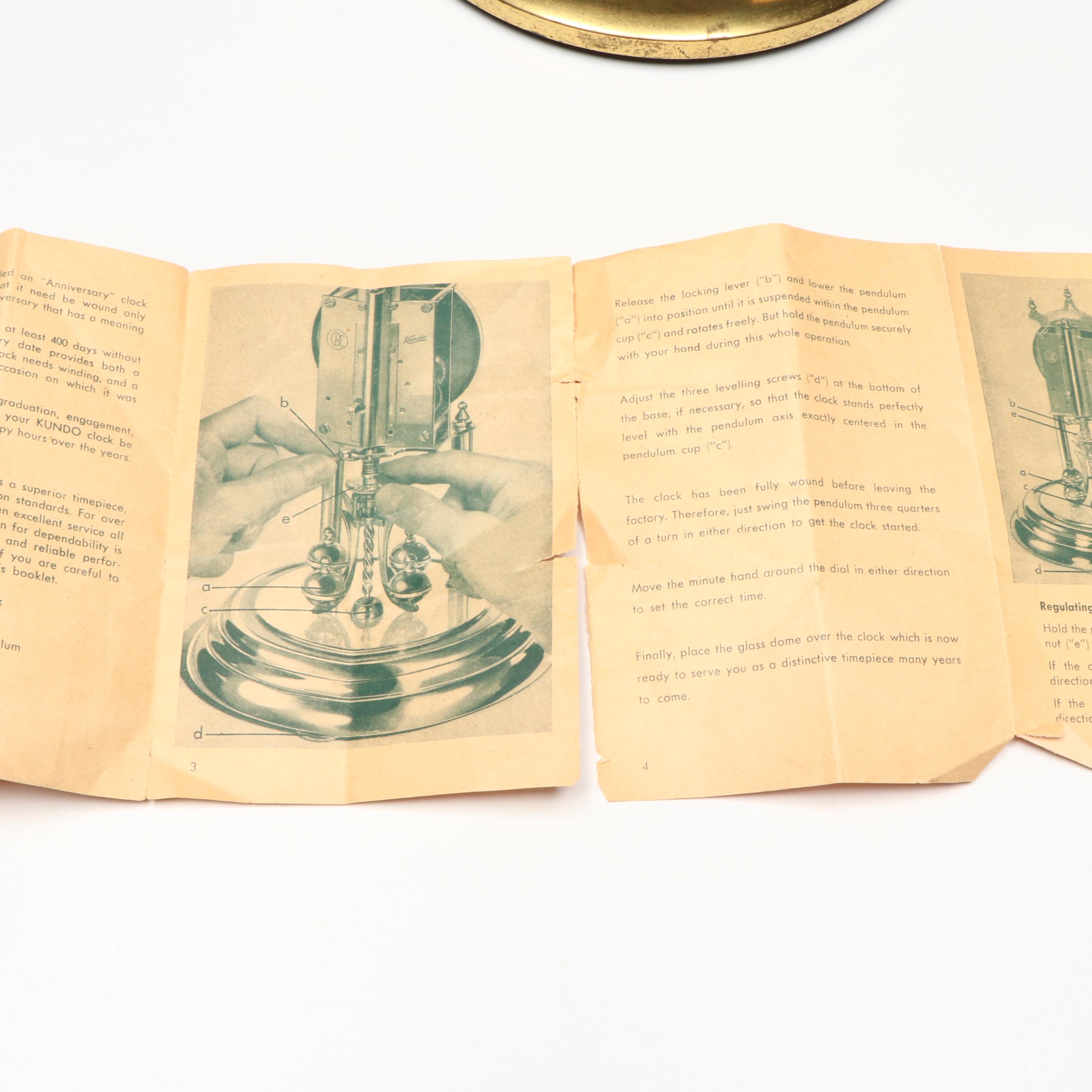 Kundo Floral Front Winding Anniversary Clock, Mid to Late 20th Century