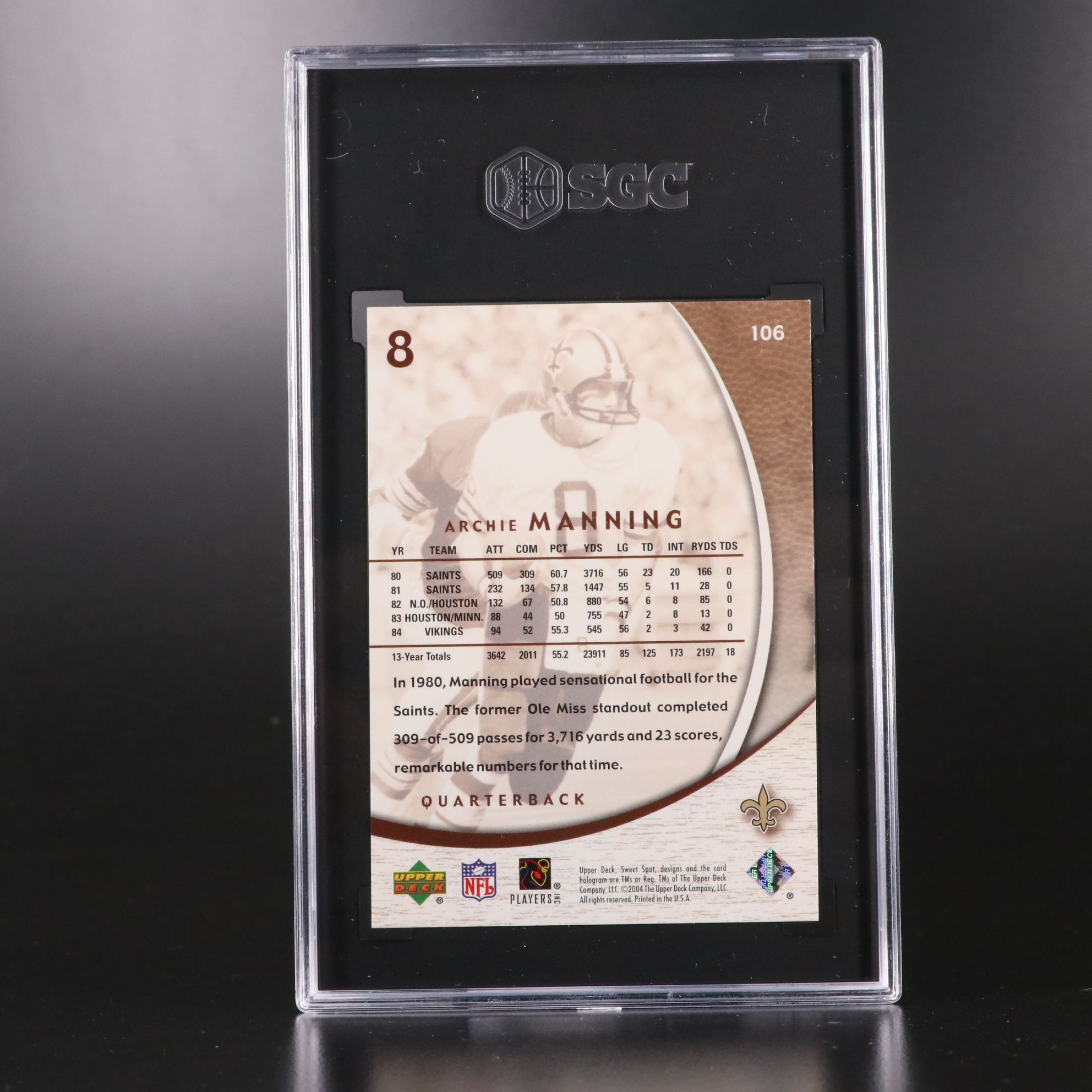 Peyton, Archie, Eli, and Arch Manning SGC Graded Football Cards